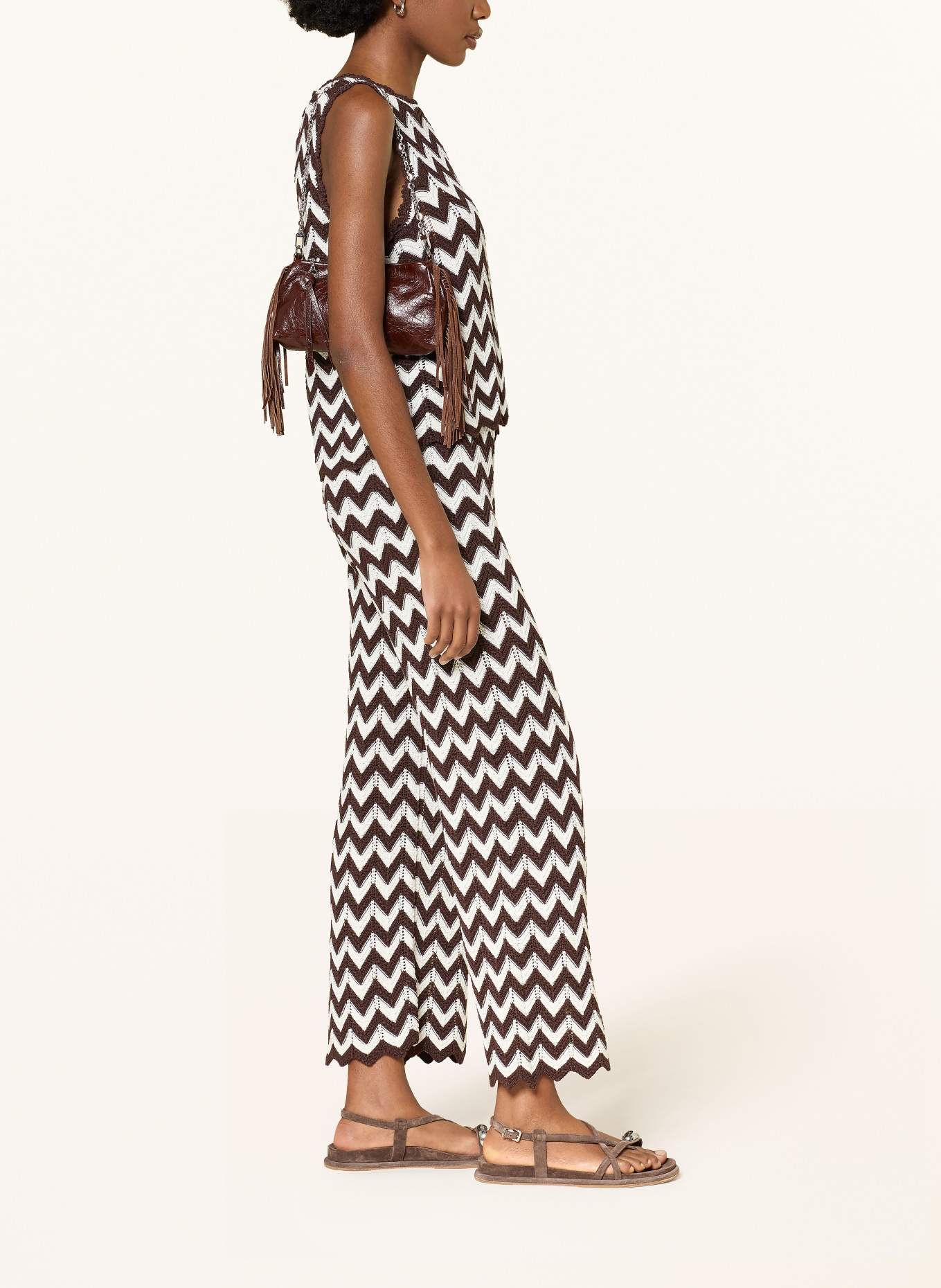 maje Strickhose: WEISS / DUNKELBRAUN