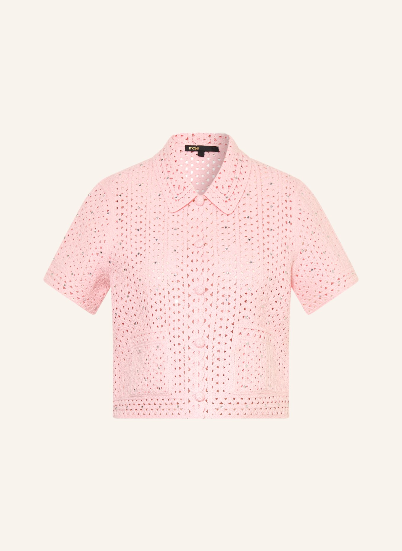 maje Strickjacke mit Schmucksteinen: ROSA
