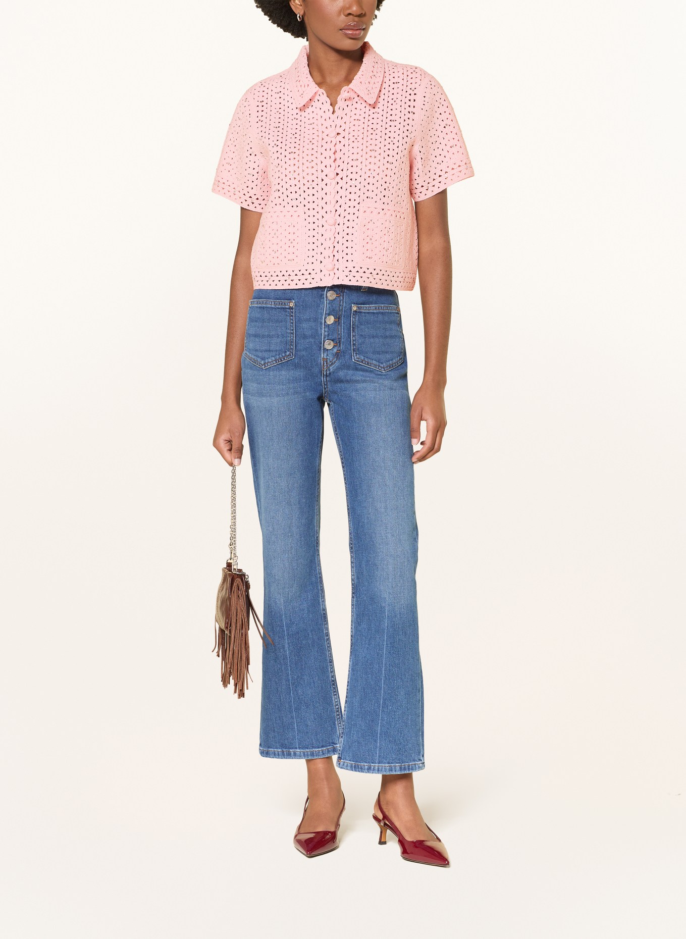 maje Strickjacke mit Schmucksteinen: ROSA