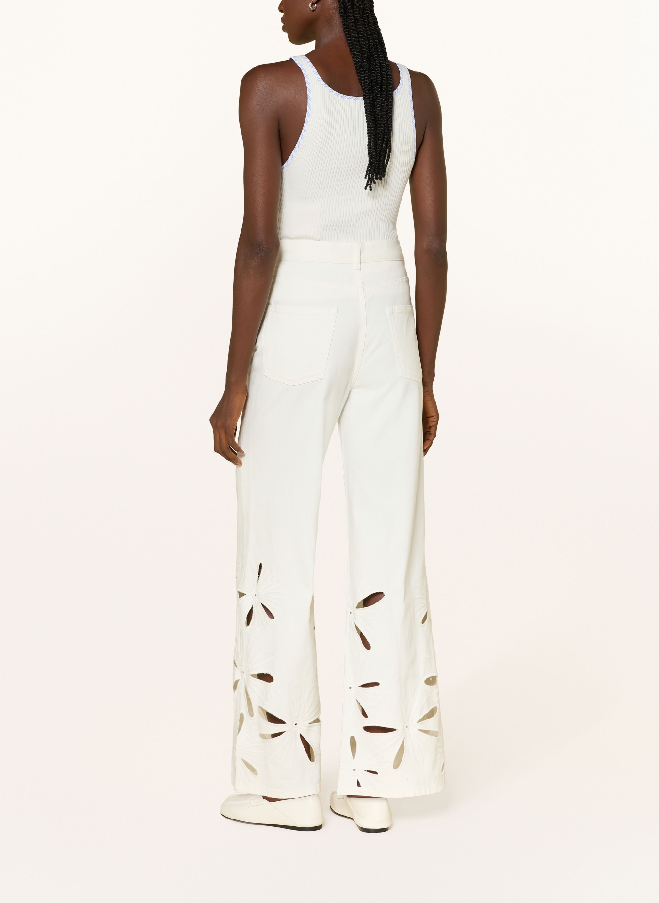 SANDRO Dżinsy z szerokimi nogawkami i dziurkami: 10 WHITE