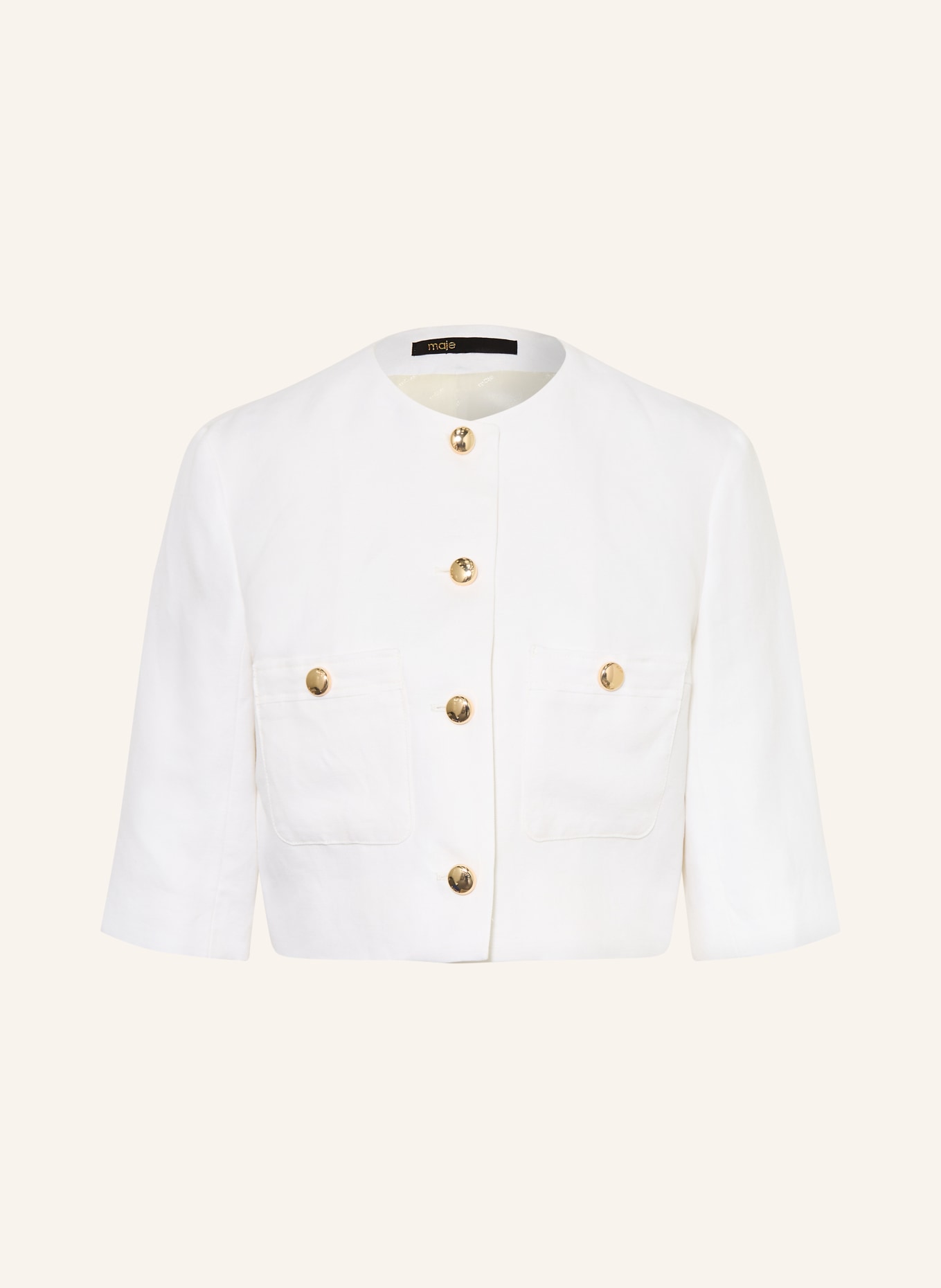 maje Blazer mit Leinen und 3/4-Arm: WEISS / GOLD