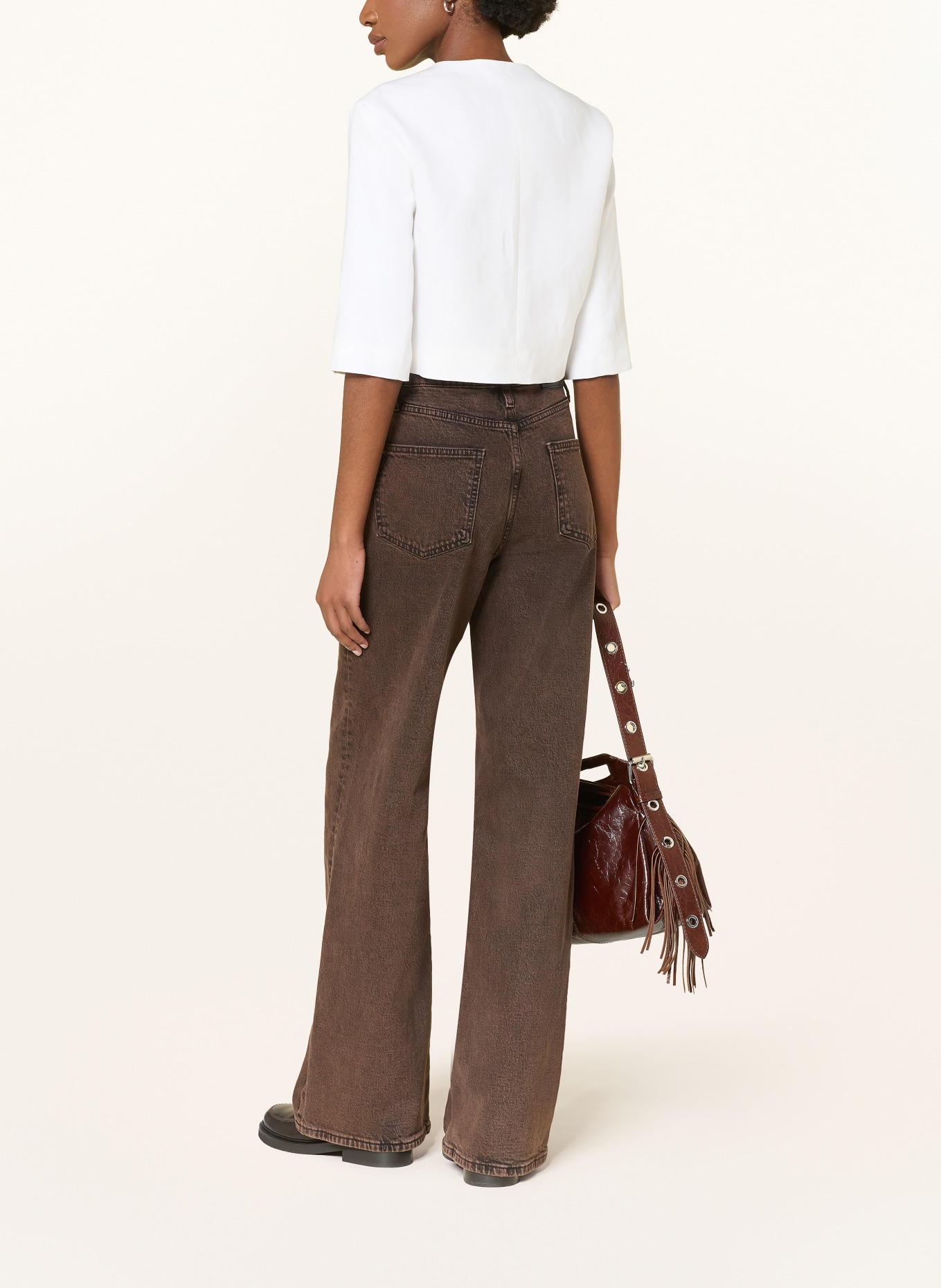 maje Blazer mit Leinen und 3/4-Arm: WEISS / GOLD