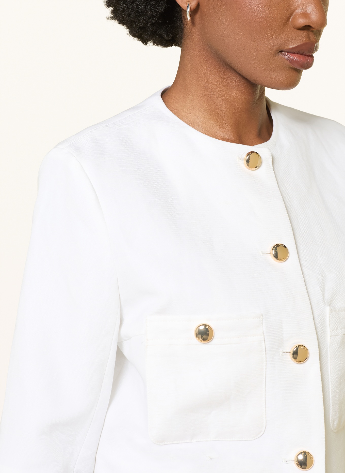 maje Blazer mit Leinen und 3/4-Arm: WEISS / GOLD