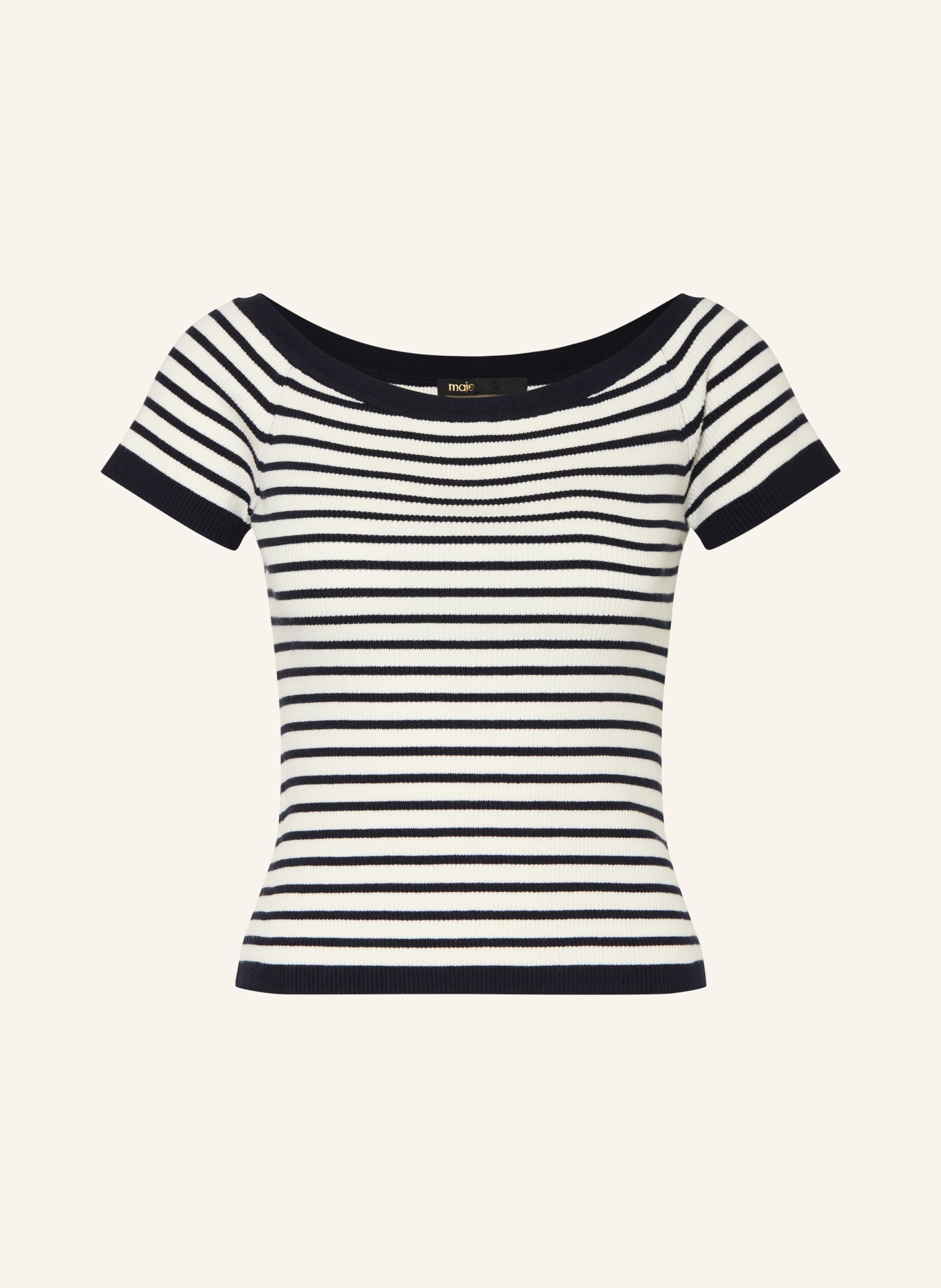 maje Strickshirt: WEISS / DUNKELBLAU