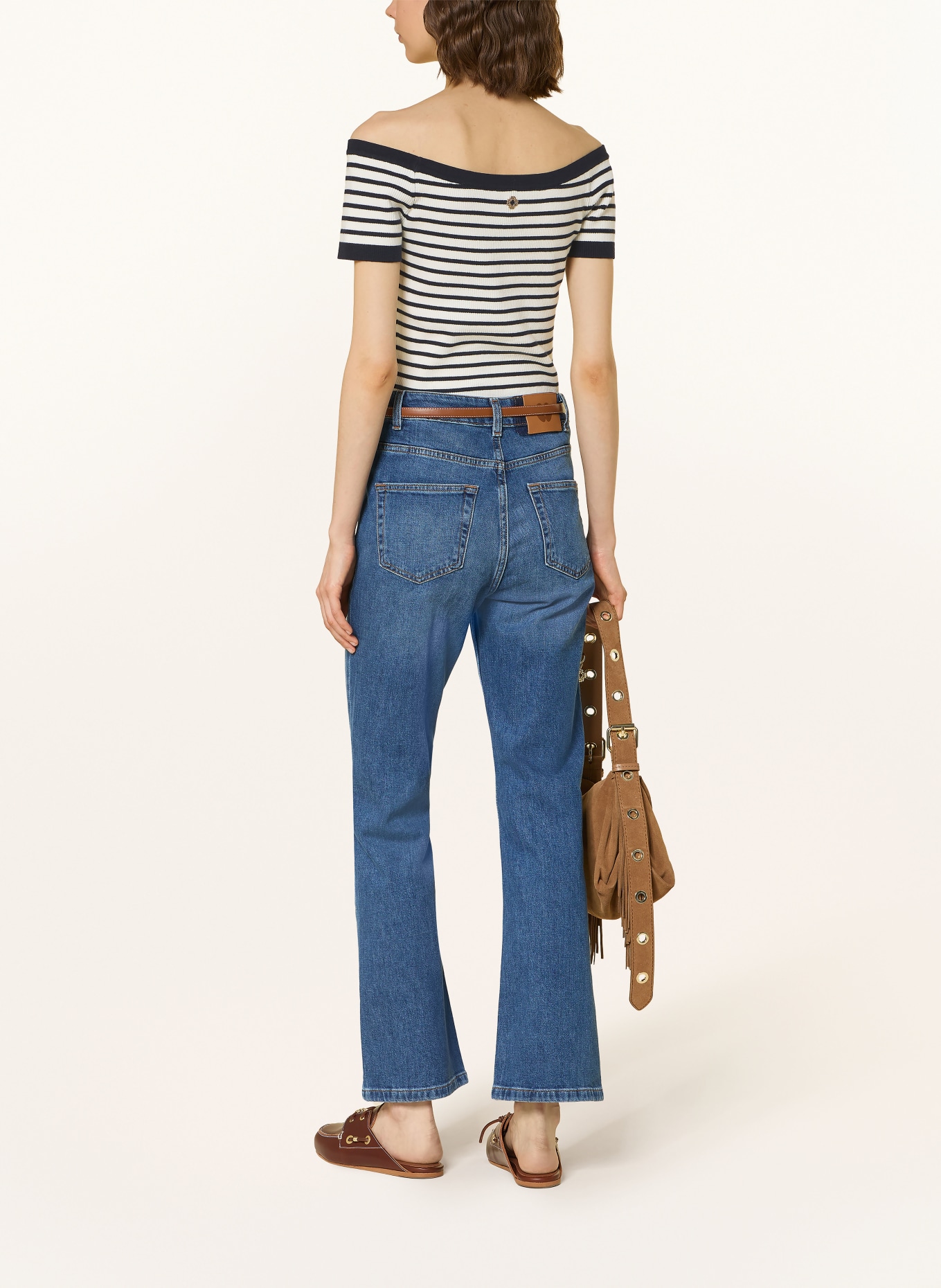 maje Strickshirt: WEISS / DUNKELBLAU