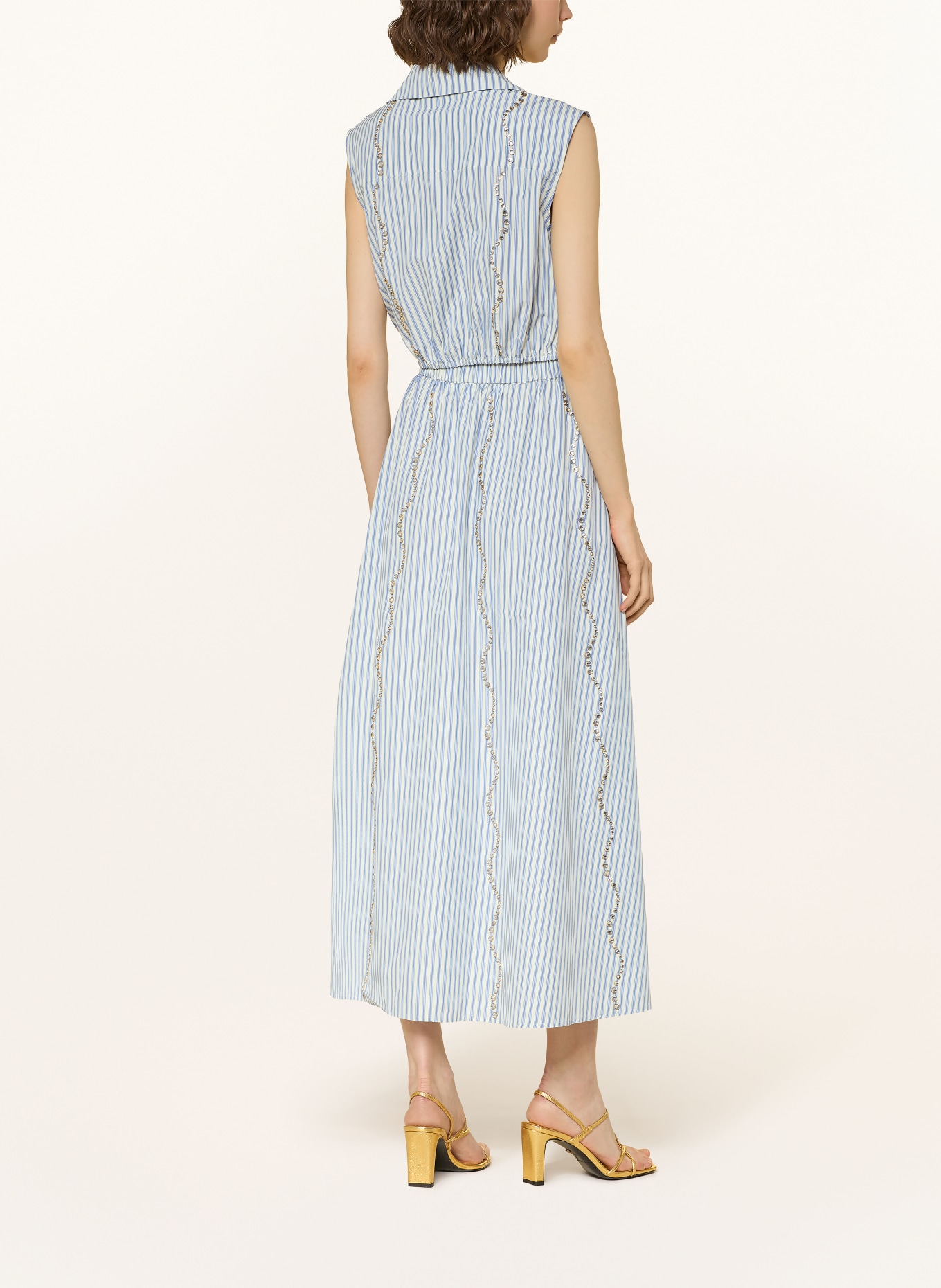 SANDRO Rock mit Schmucksteinen: ECRU / BLAU