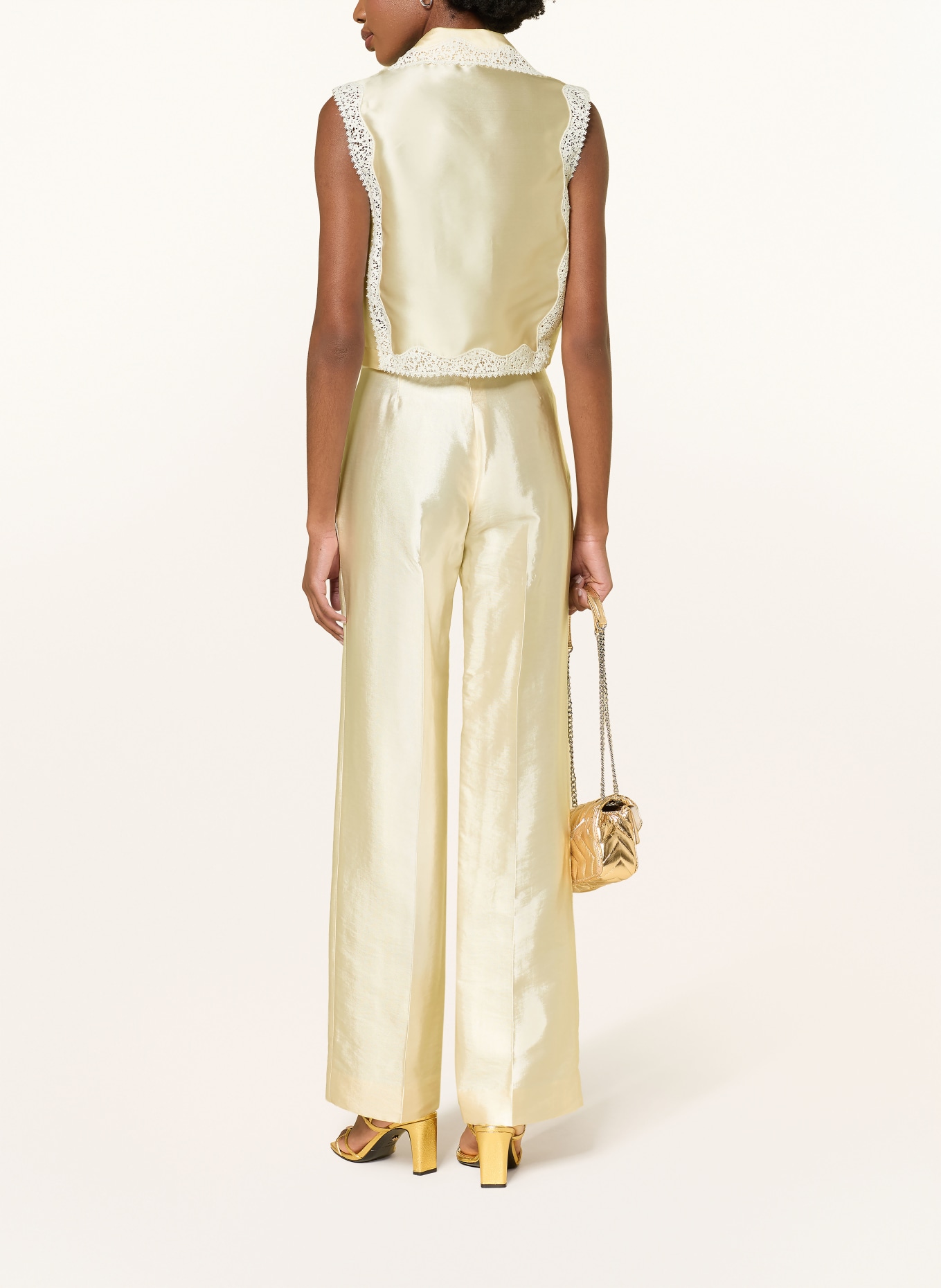 SANDRO Blusentop aus Satin mit Spitze: ECRU