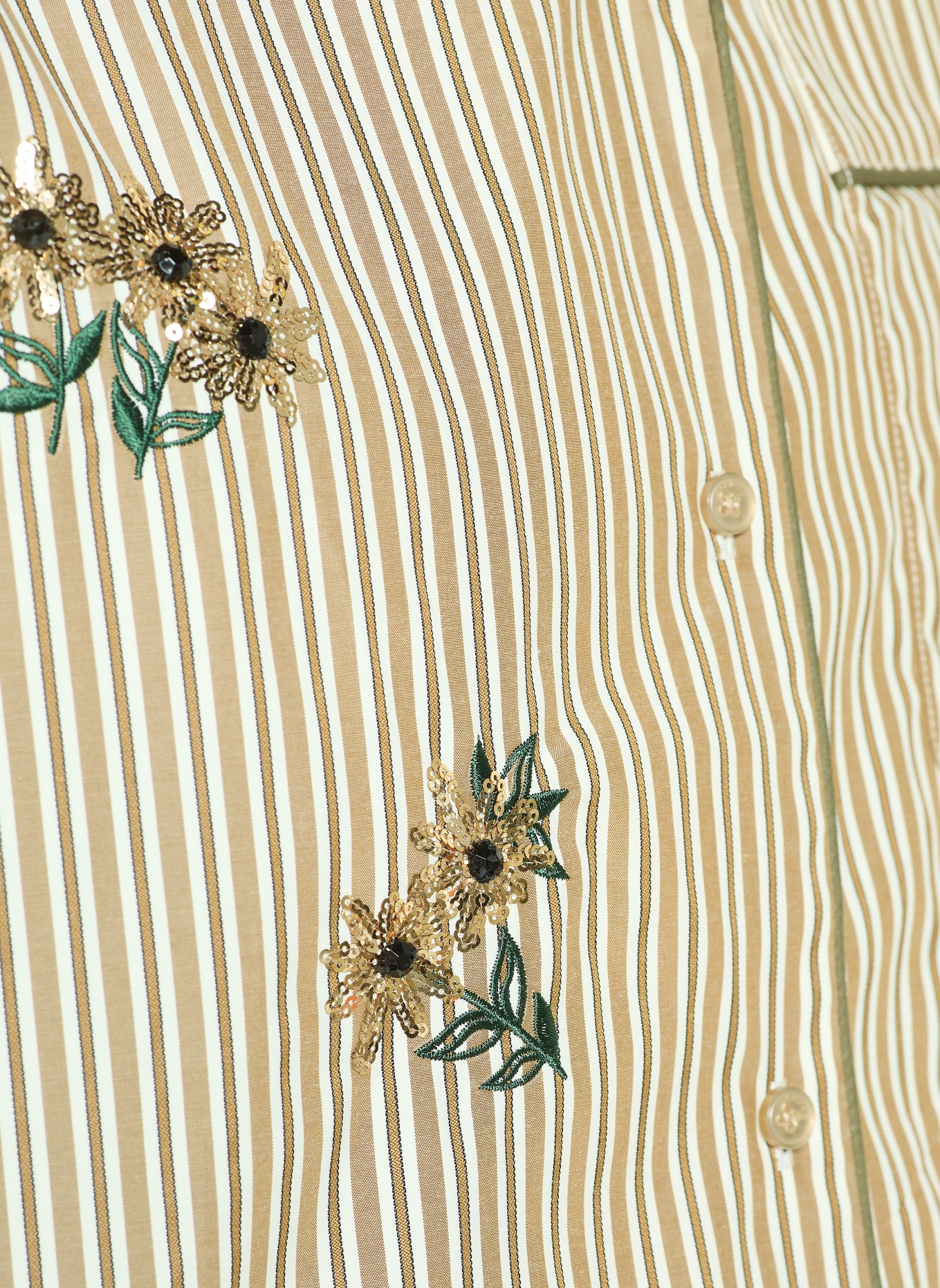 SANDRO Bluse mit Pailletten: BRAUN / GRÜN / WEISS