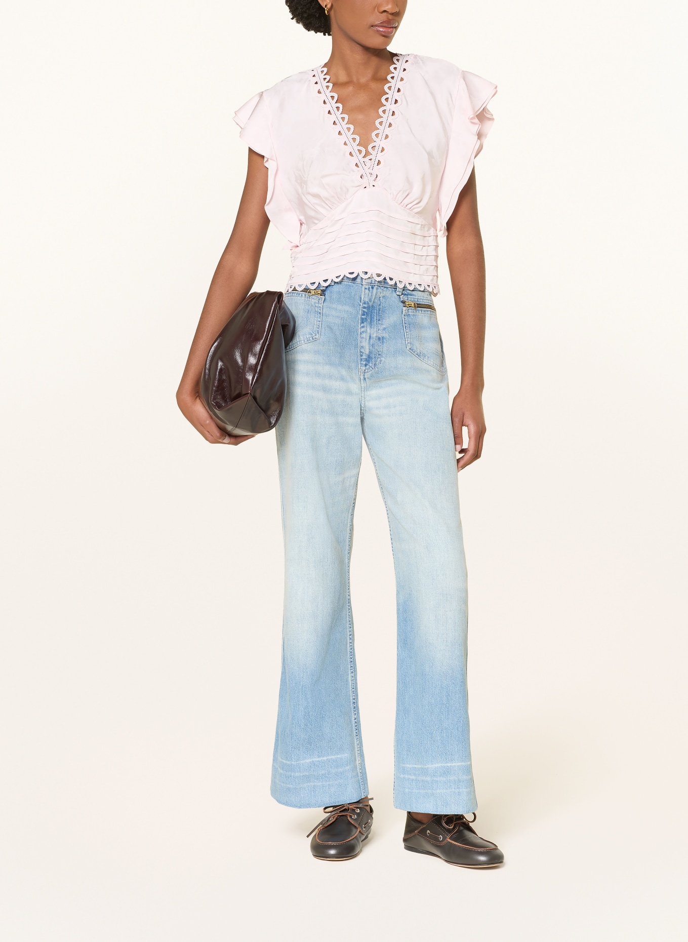 SANDRO Wide Leg Jeans: 4785 BLUE JEAN