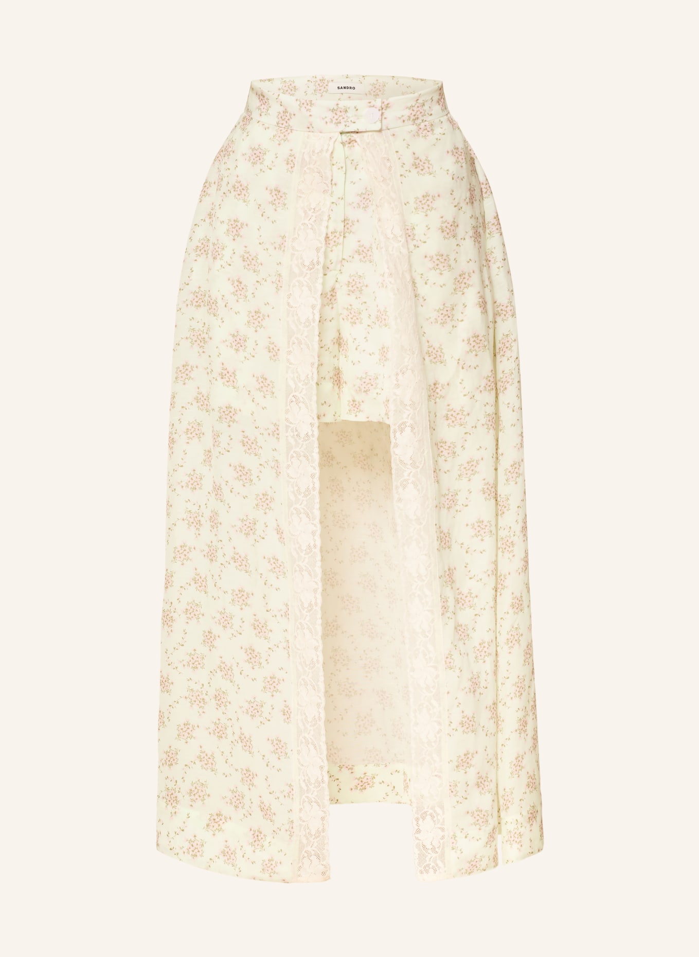 SANDRO Rock mit Leinen und Spitze: HELLGRÜN / HELLROSA / DUNKELGRÜN