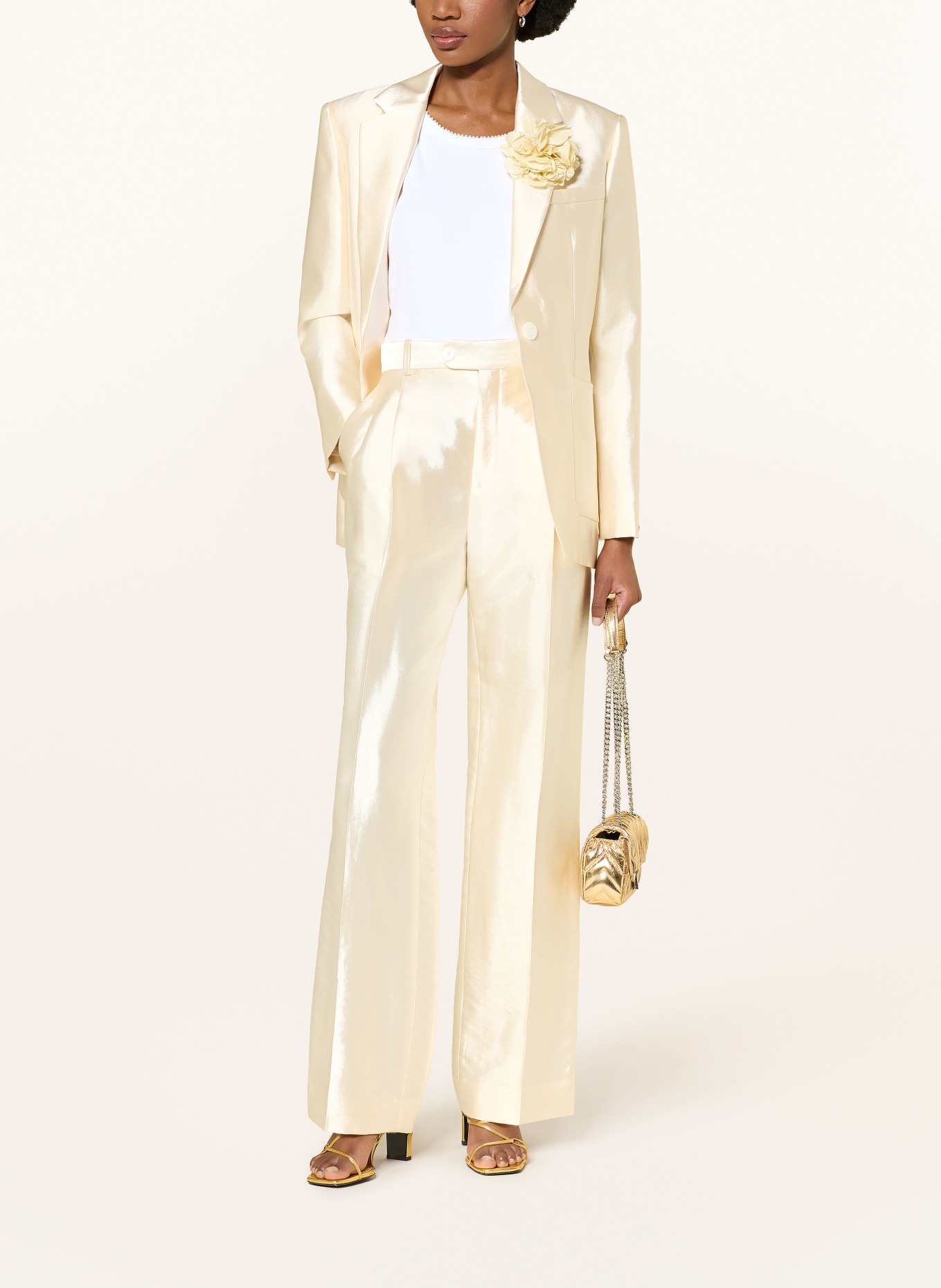 SANDRO Marlenehose aus Satin: ECRU