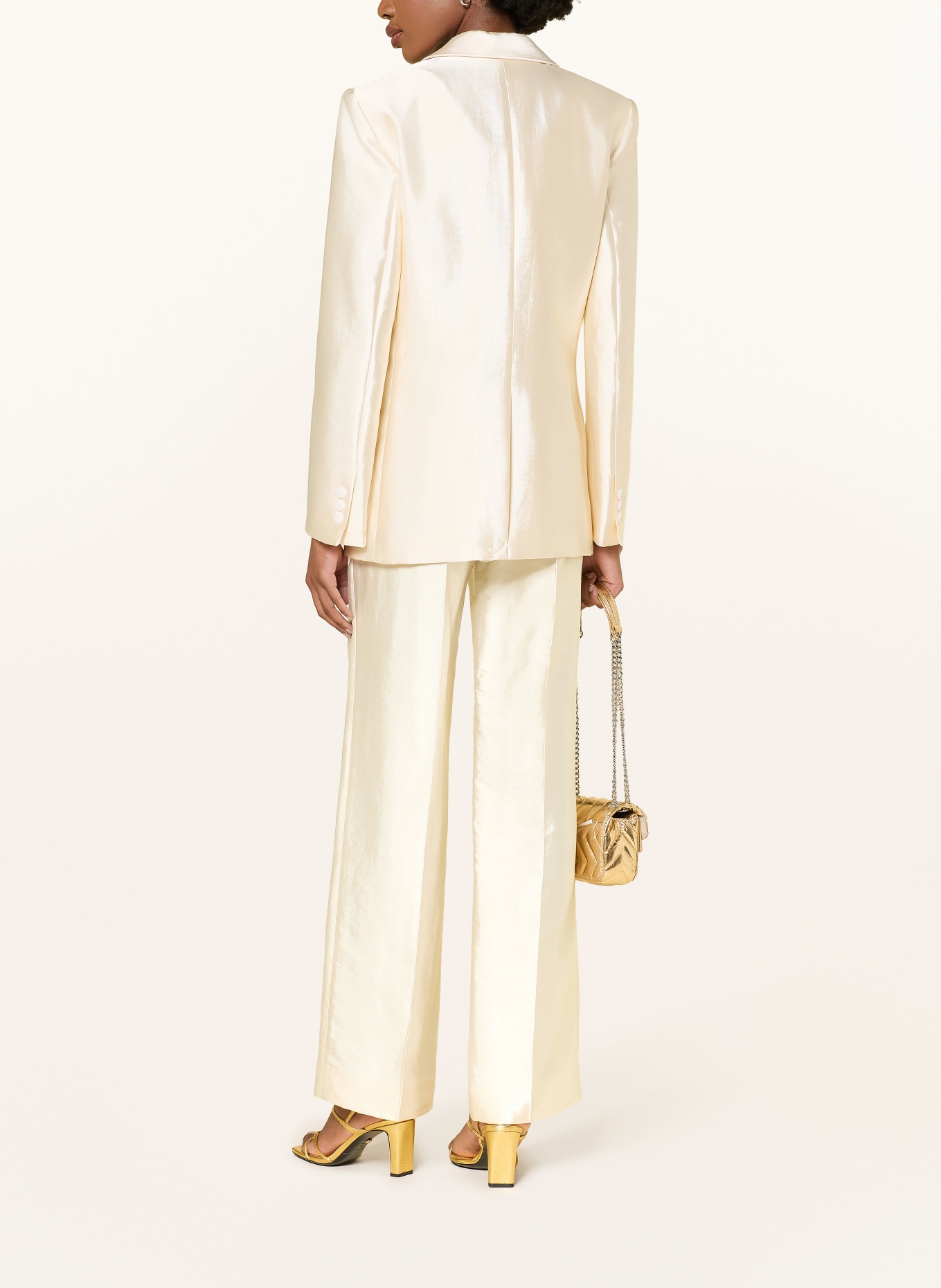 SANDRO Marlenehose aus Satin: ECRU