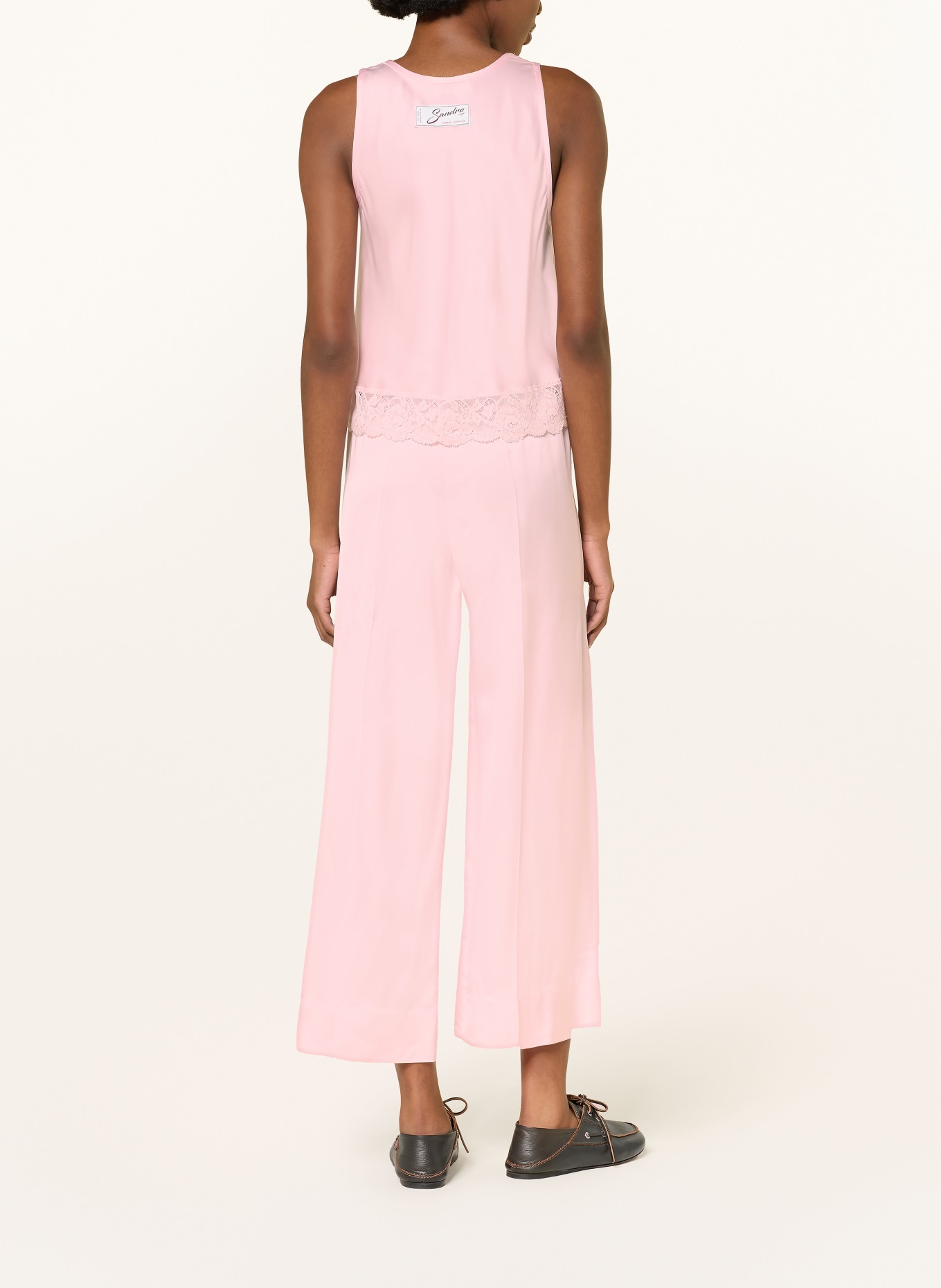 SANDRO Marlenehose aus Satin: HELLROSA