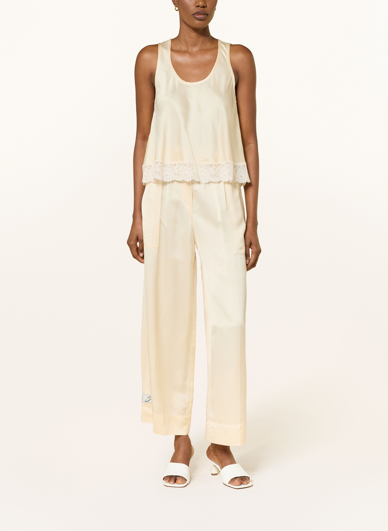 SANDRO Spodnie Marlene z satyny: JASNOŻÓŁTY