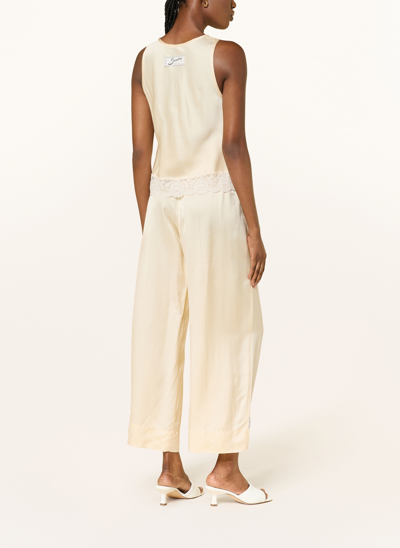 SANDRO Spodnie Marlene z satyny: JASNOŻÓŁTY