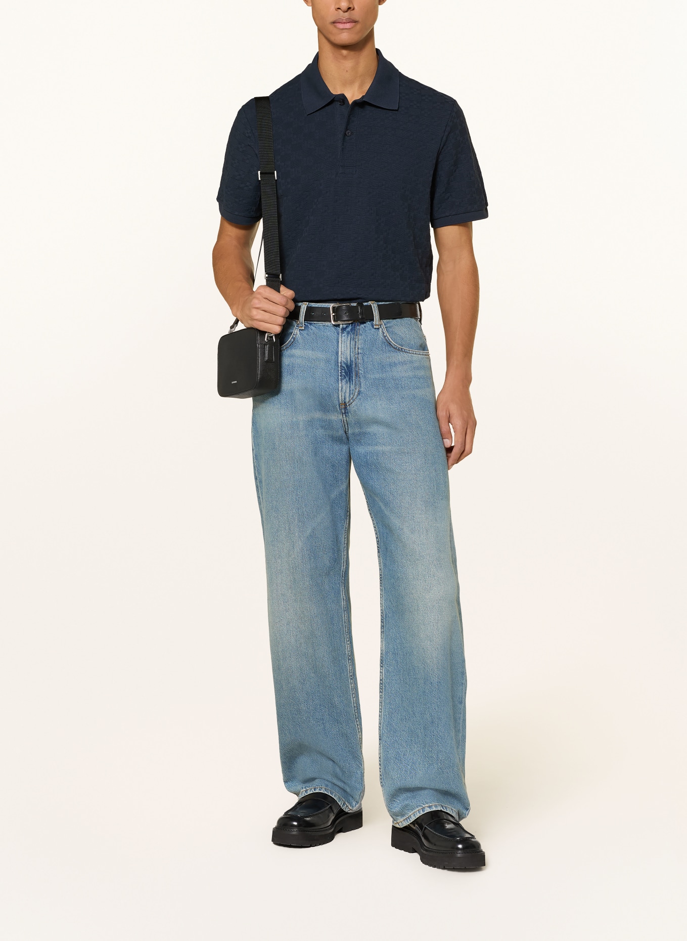 SANDRO Strick-Poloshirt: DUNKELBLAU