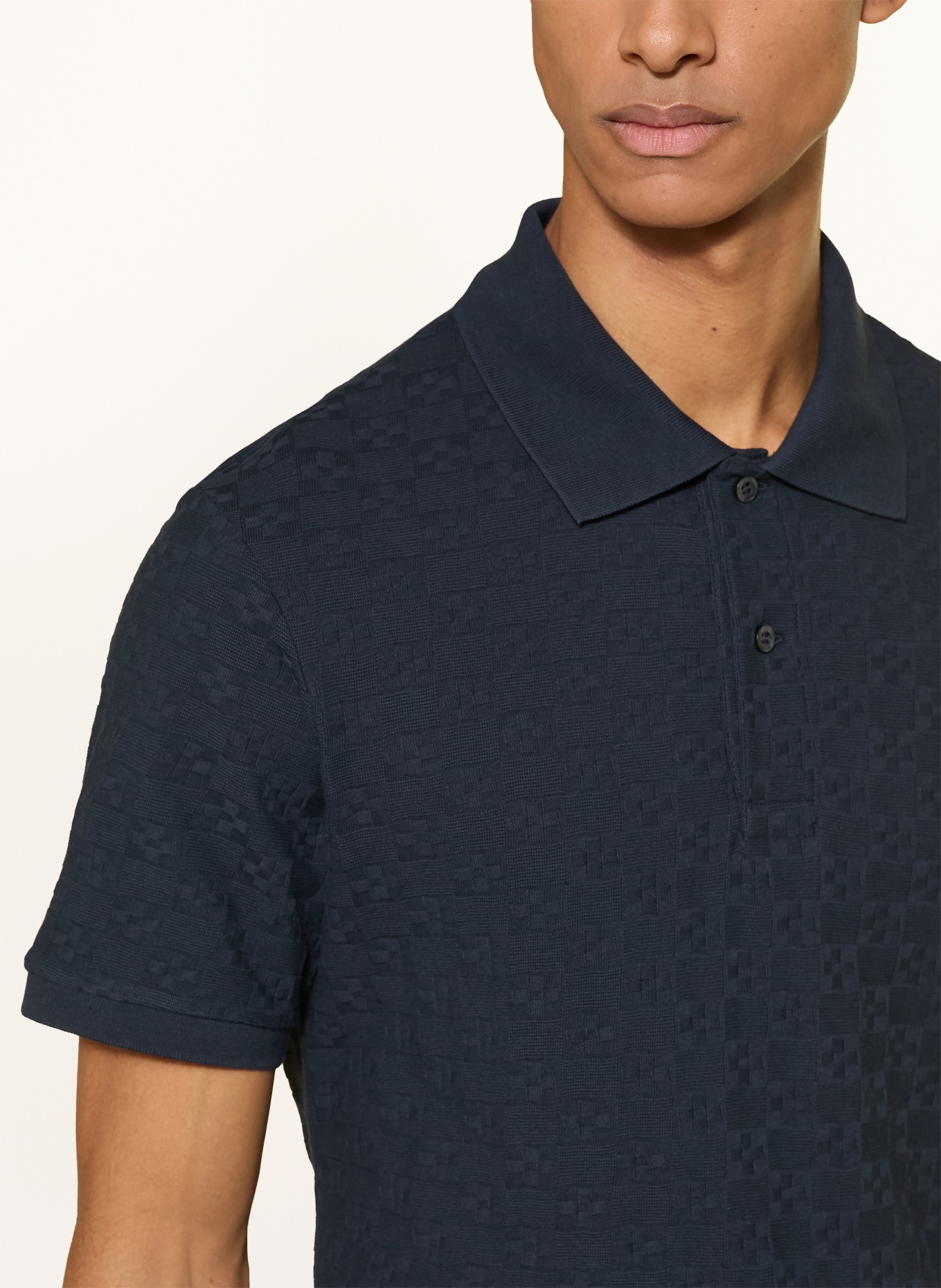 SANDRO Strick-Poloshirt: DUNKELBLAU