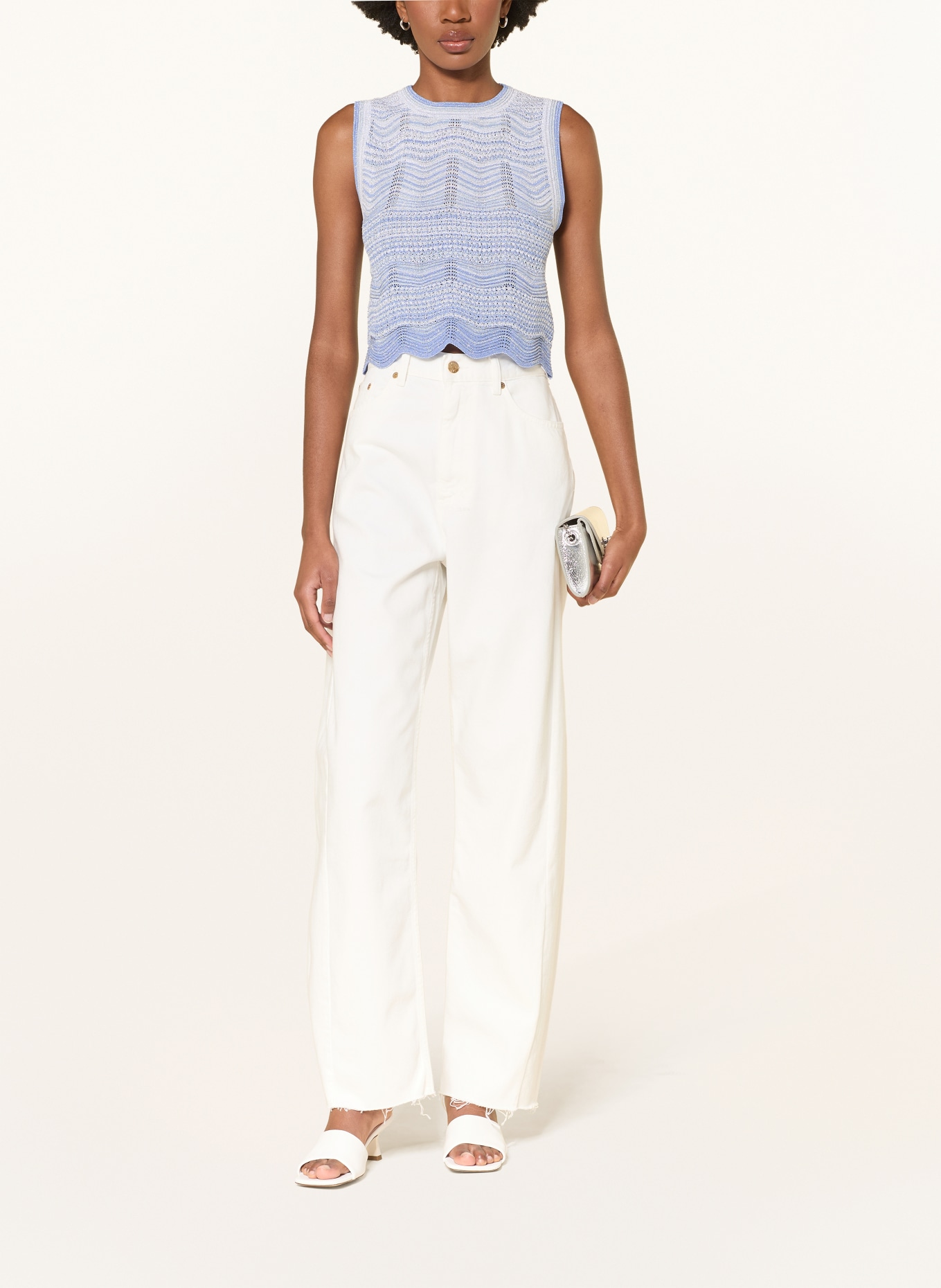 SANDRO Stricktop mit Glitzergarn: BLAUGRAU / BLAU