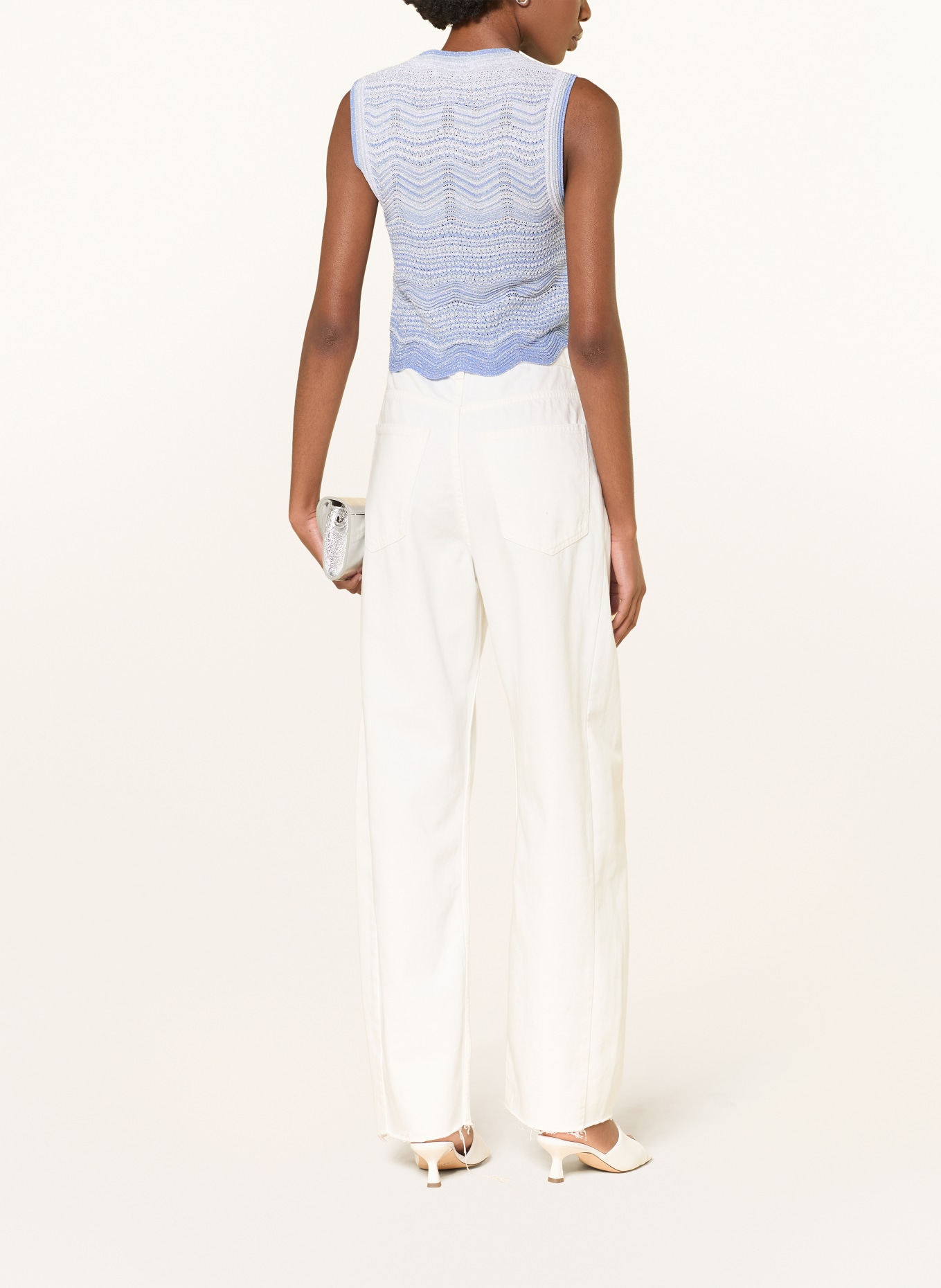 SANDRO Stricktop mit Glitzergarn: BLAUGRAU / BLAU