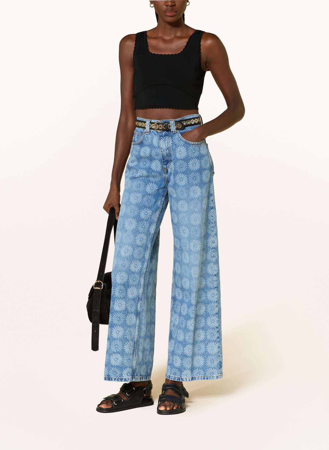 SANDRO Cropped-Stricktop: SCHWARZ