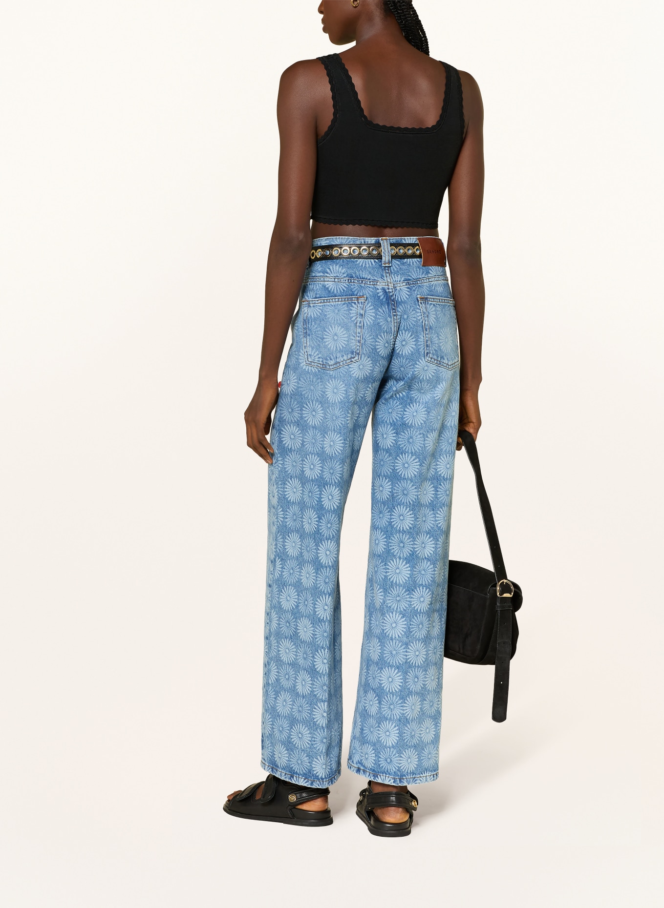 SANDRO Cropped-Stricktop: SCHWARZ