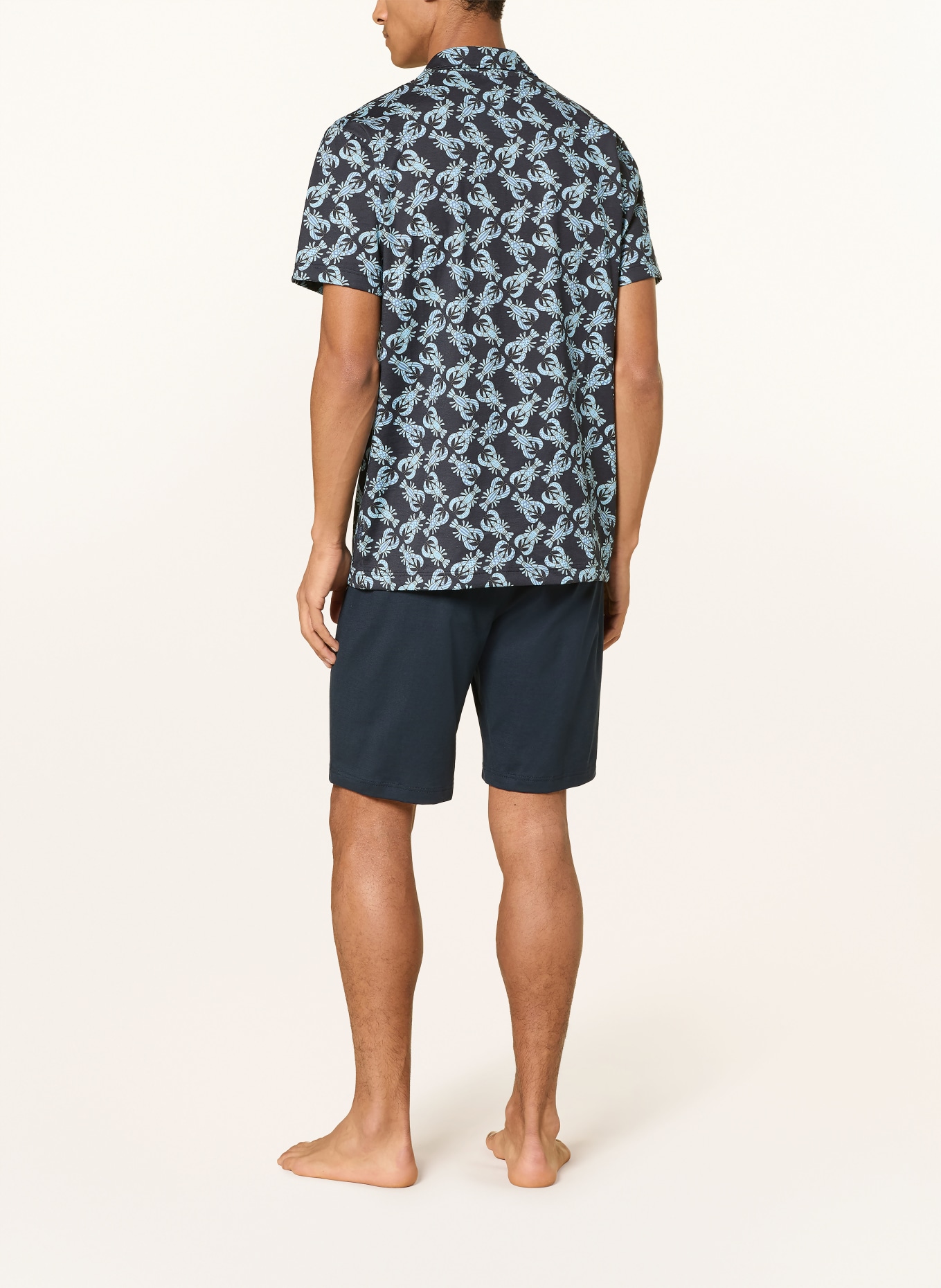 CALIDA Shorty-Schlafanzug RELAX IMPRINT 2: DUNKELBLAU / HELLBLAU