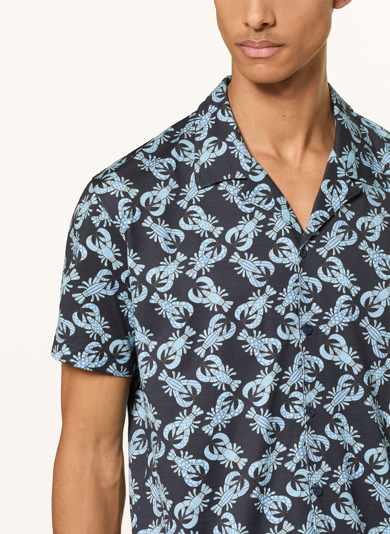 CALIDA Shorty-Schlafanzug RELAX IMPRINT 2: DUNKELBLAU / HELLBLAU