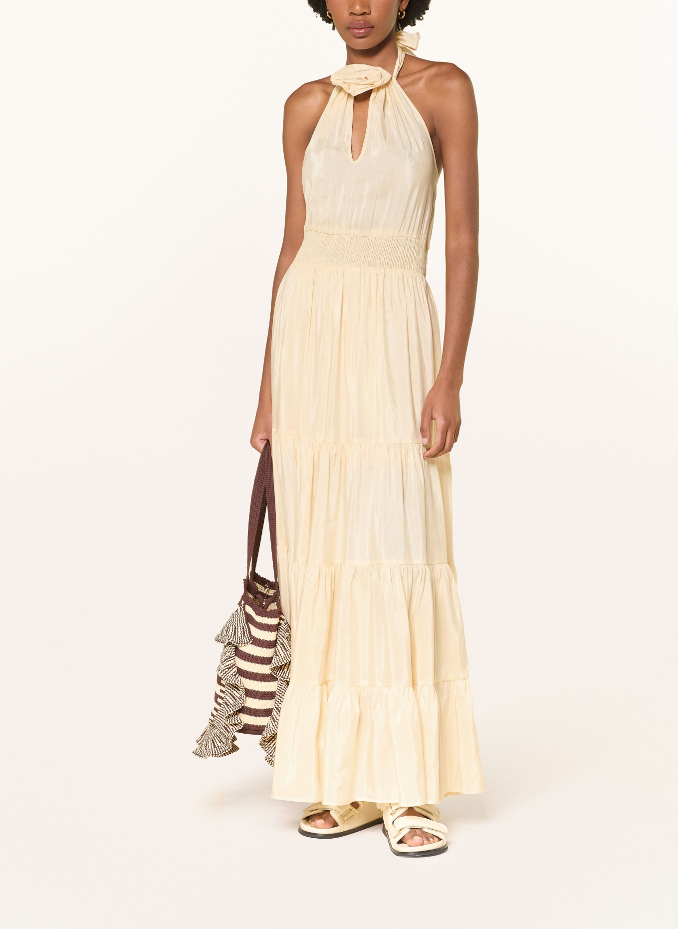 SANDRO Kleid mit Leinen: HELLGELB