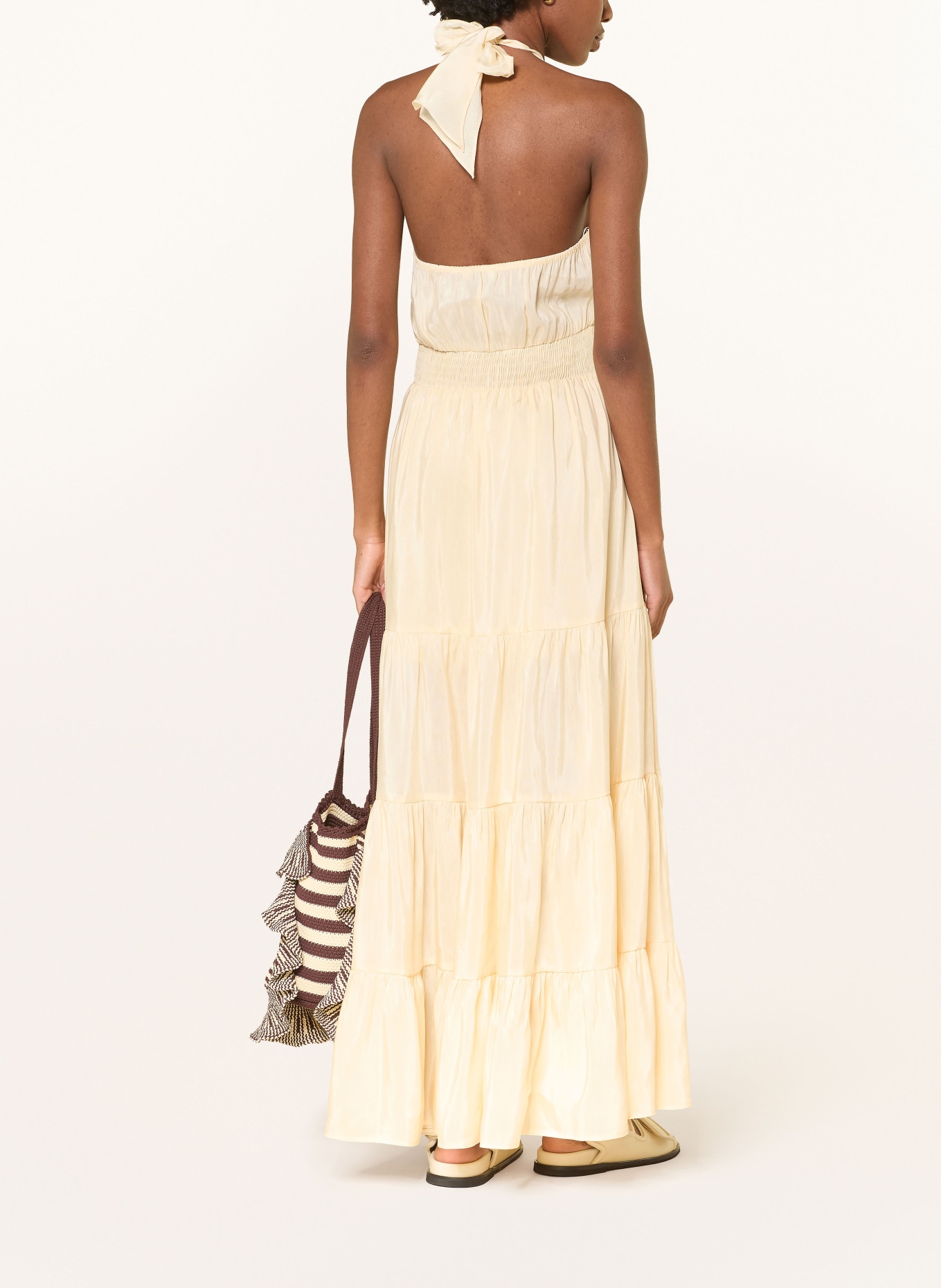 SANDRO Kleid mit Leinen: HELLGELB