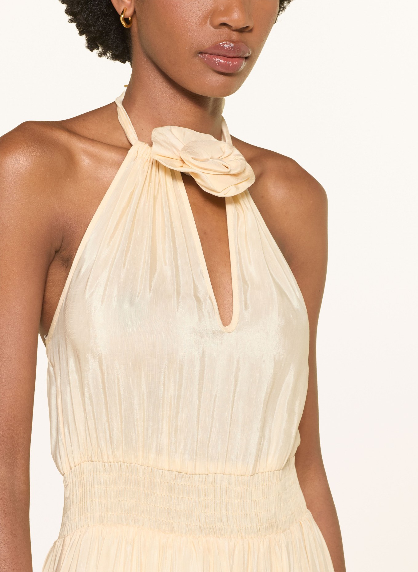 SANDRO Kleid mit Leinen: HELLGELB