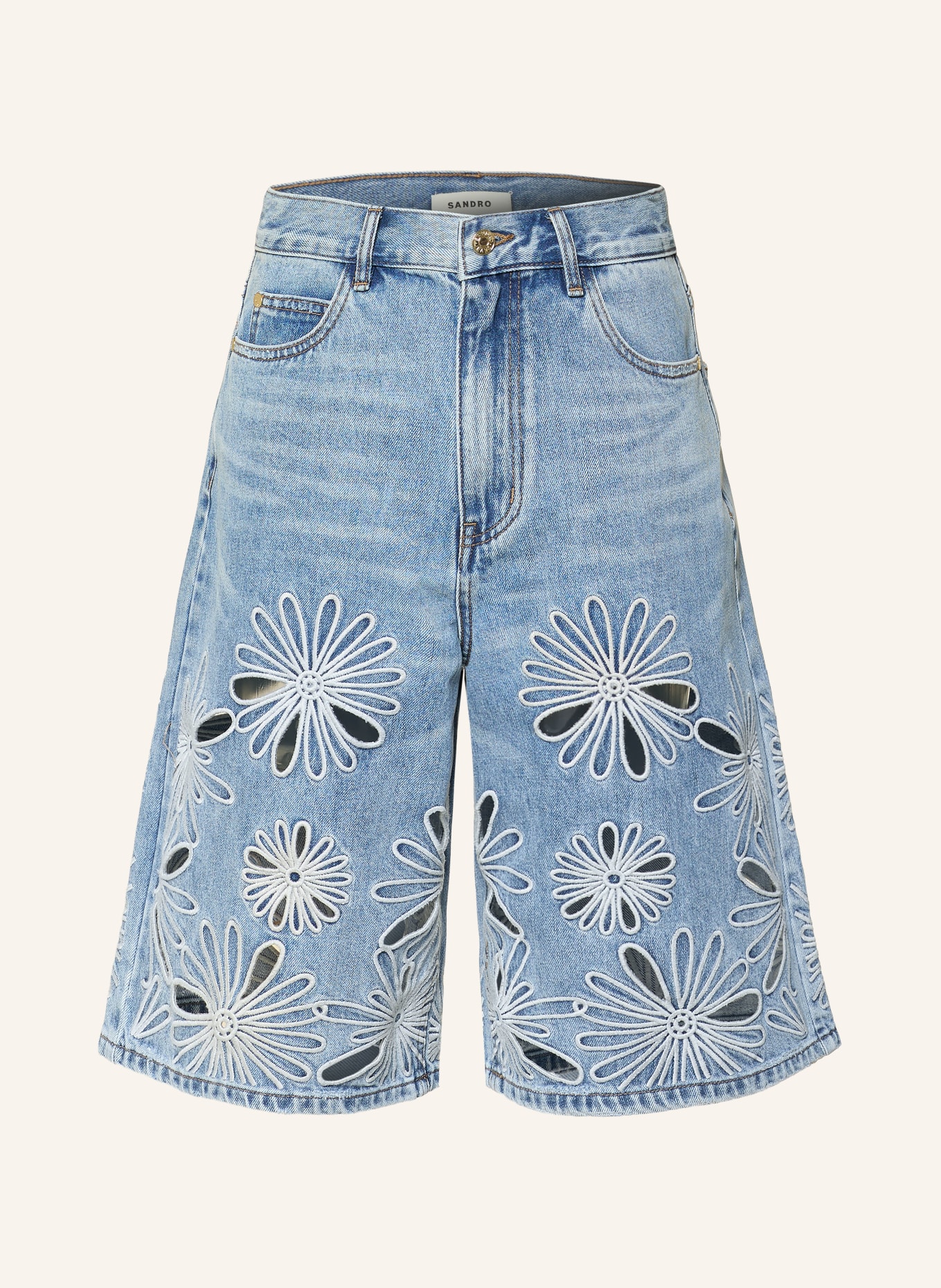 SANDRO Jeans-Bermudas mit Cut-outs: 4785 BLUE JEAN