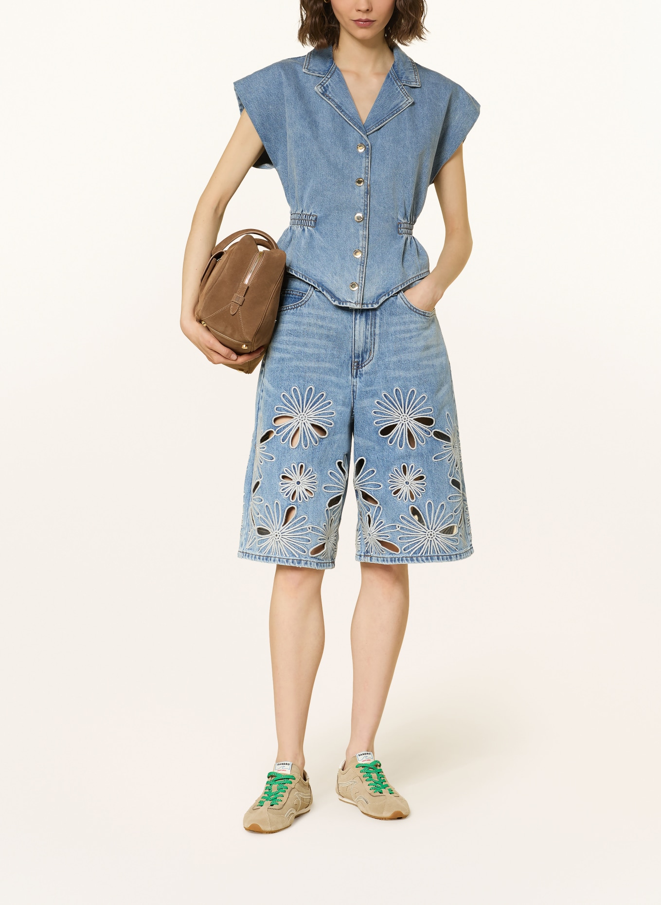 SANDRO Jeans-Bermudas mit Cut-outs: 4785 BLUE JEAN