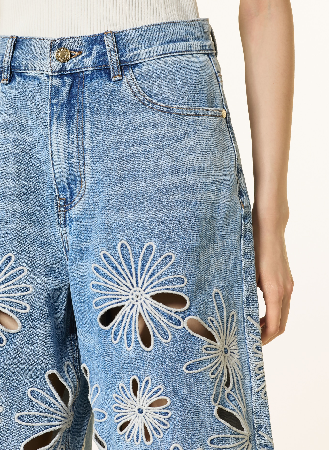 SANDRO Jeans-Bermudas mit Cut-outs: 4785 BLUE JEAN