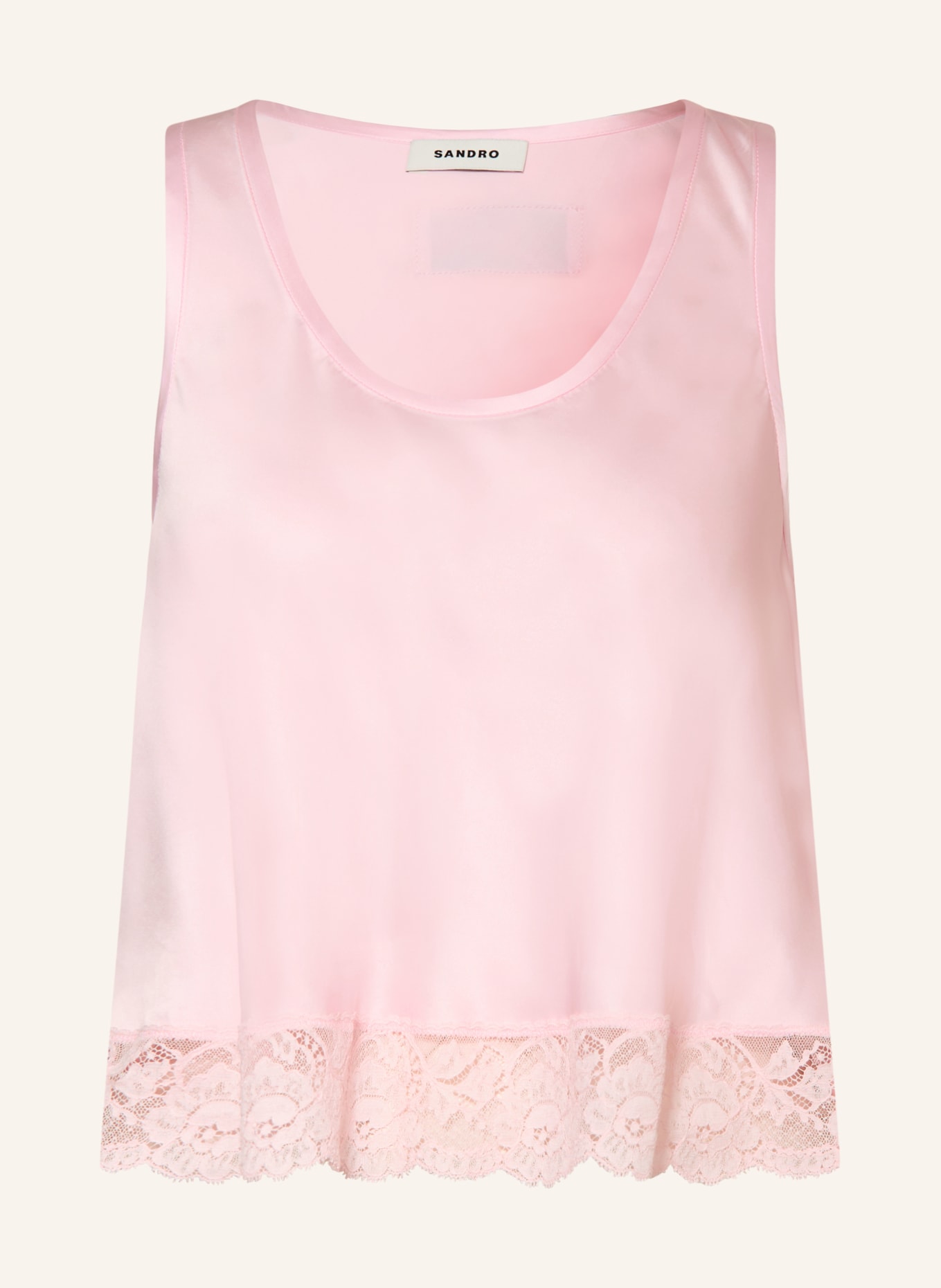 SANDRO Satintop mit Spitze: ROSÉ