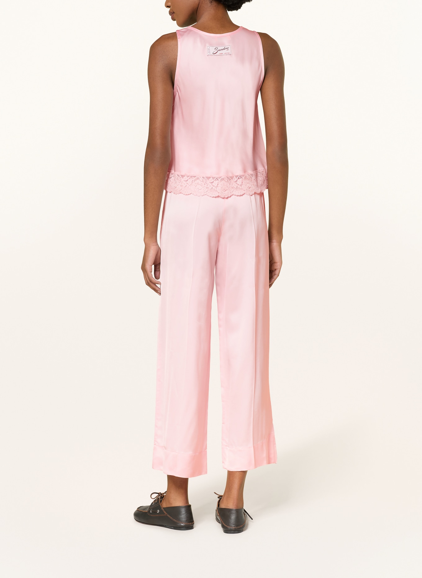 SANDRO Satintop mit Spitze: ROSÉ