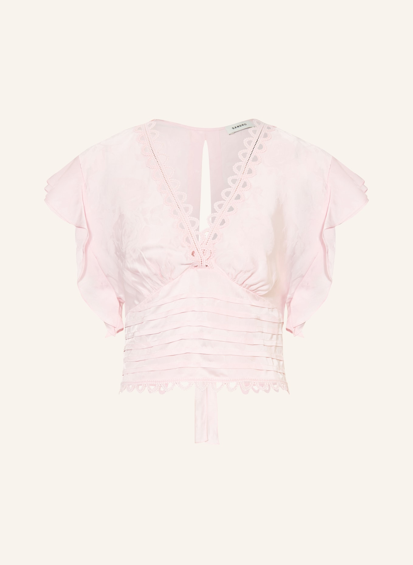 SANDRO Blusenshirt aus Jacquard mit Volants: HELLROSA
