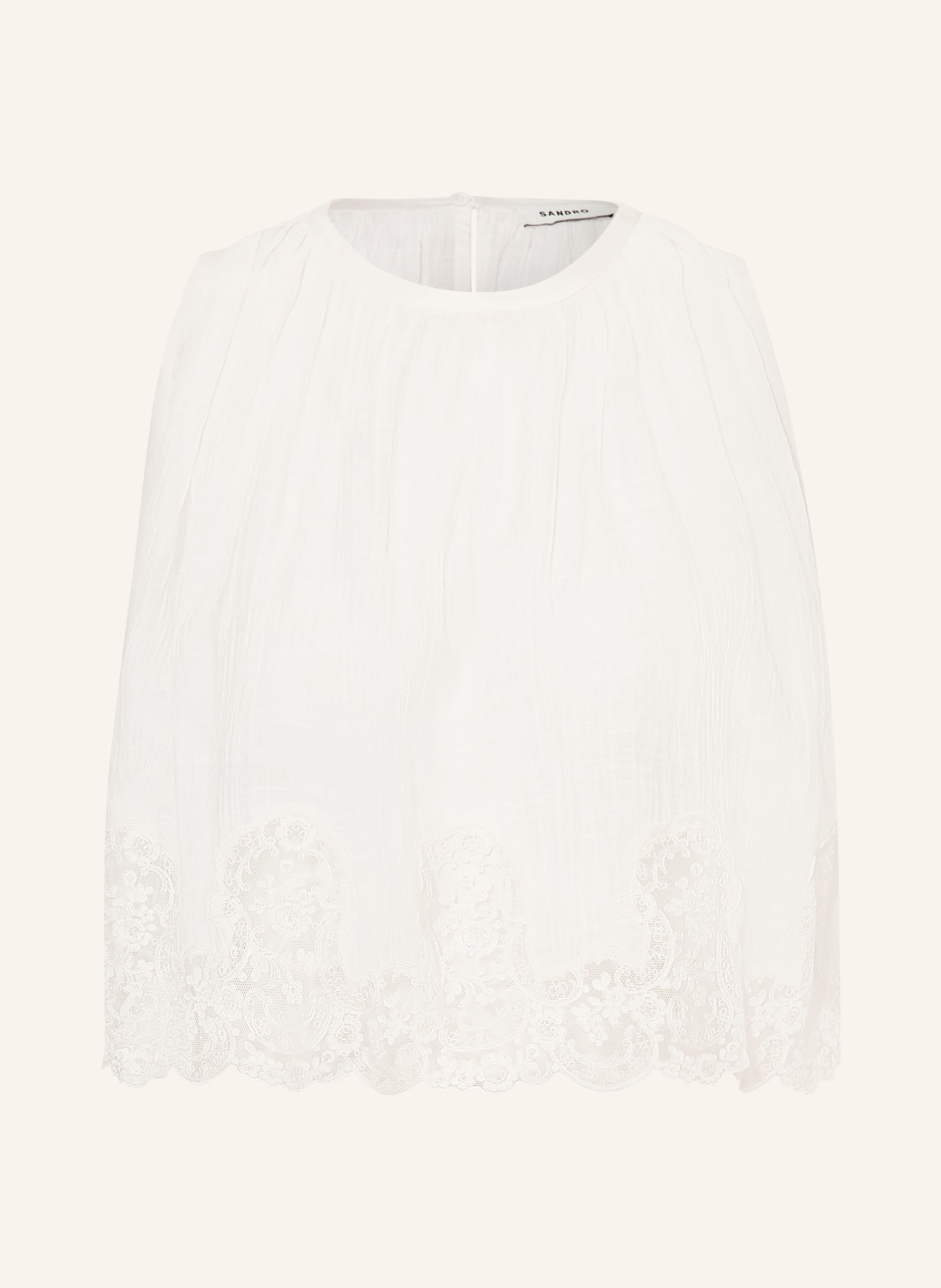 SANDRO Blusentop mit Spitze: WEISS