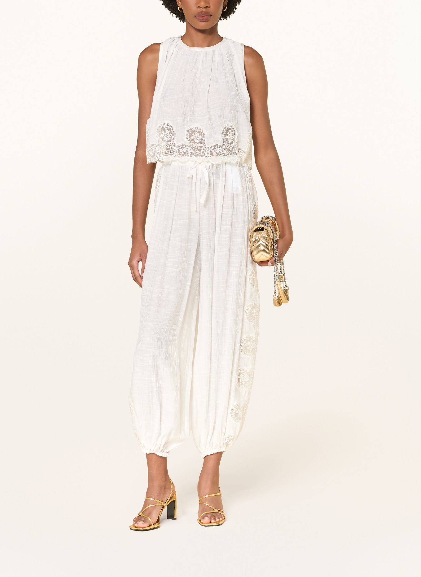 SANDRO Blusentop mit Spitze: WEISS