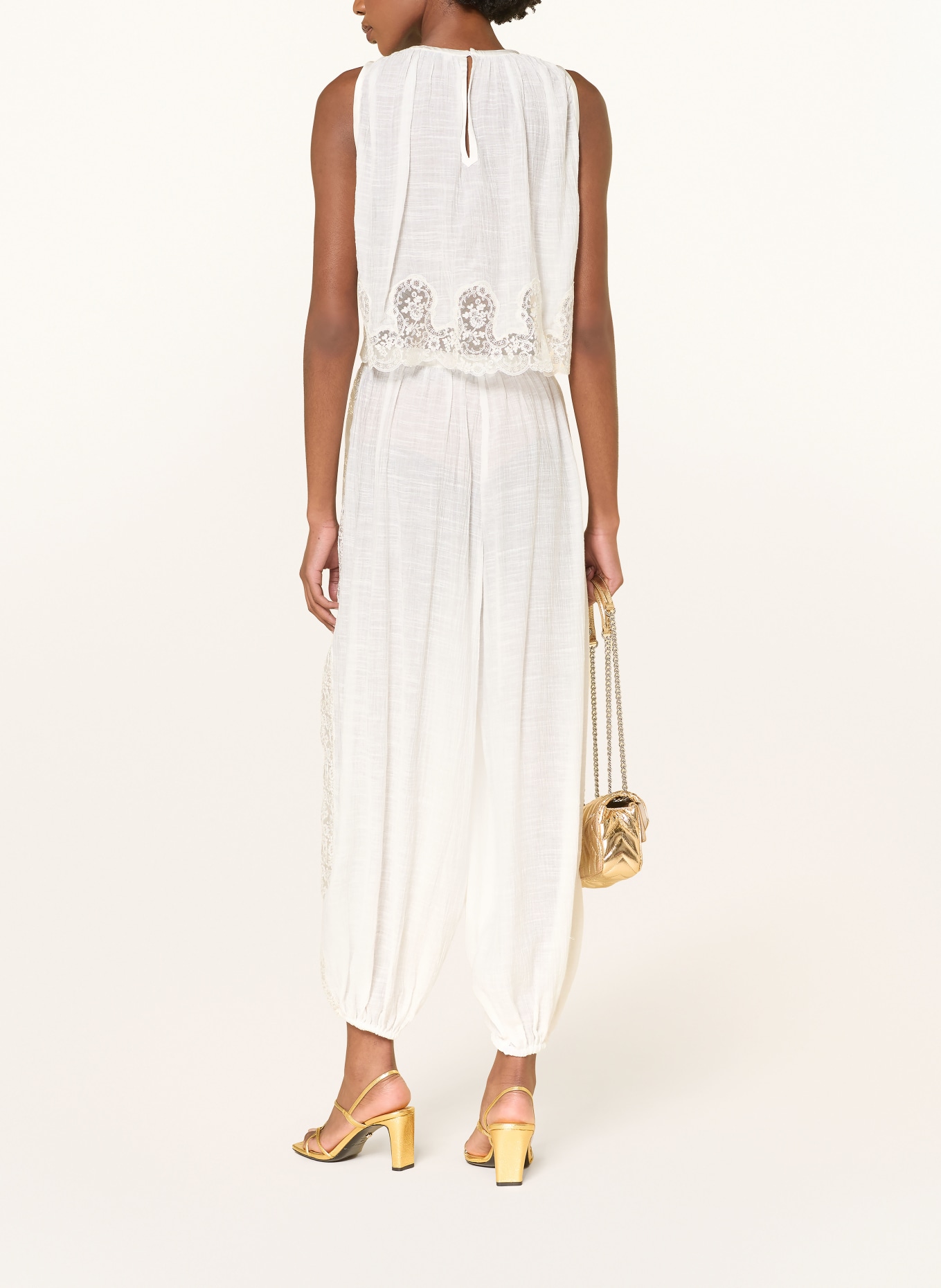 SANDRO Blusentop mit Spitze: WEISS