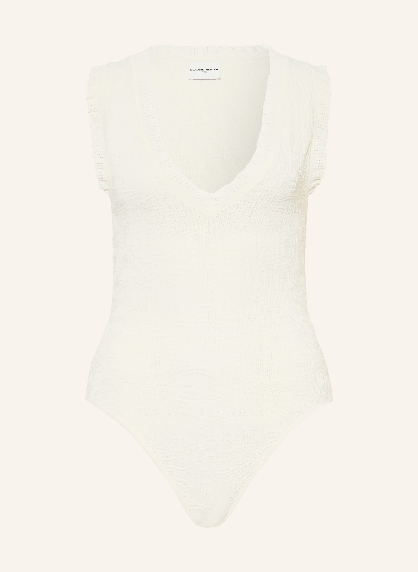 CLAUDIE PIERLOT Strickbody mit Volants: CREME