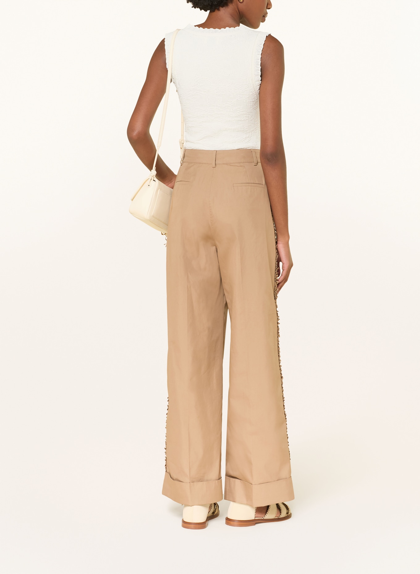 CLAUDIE PIERLOT Strickbody mit Volants: CREME