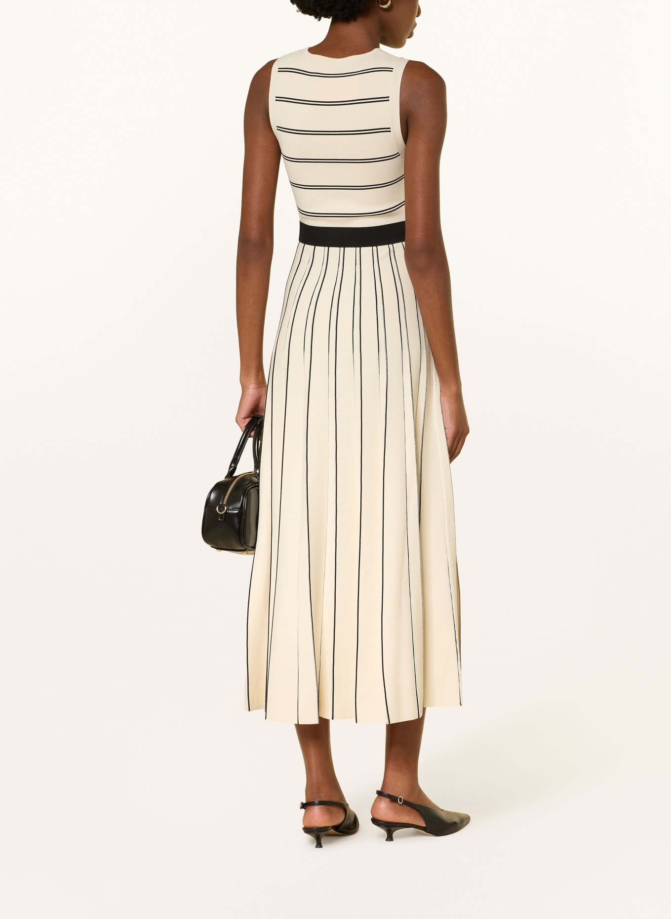 REISS Gebreide jurk MALLORY: ECRU / ZWART