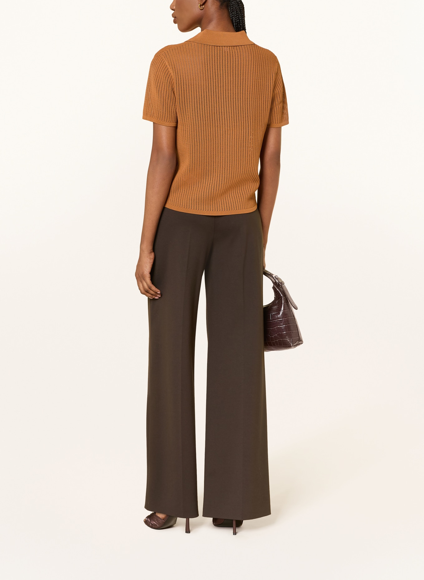 REISS Strick-Poloshirt: BRAUN