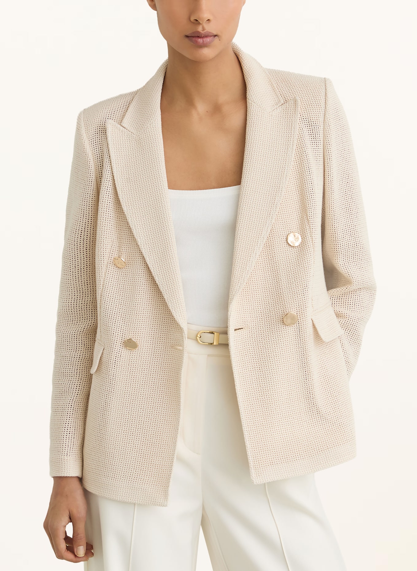 REISS Blazer FIORE: ECRU / GOLD