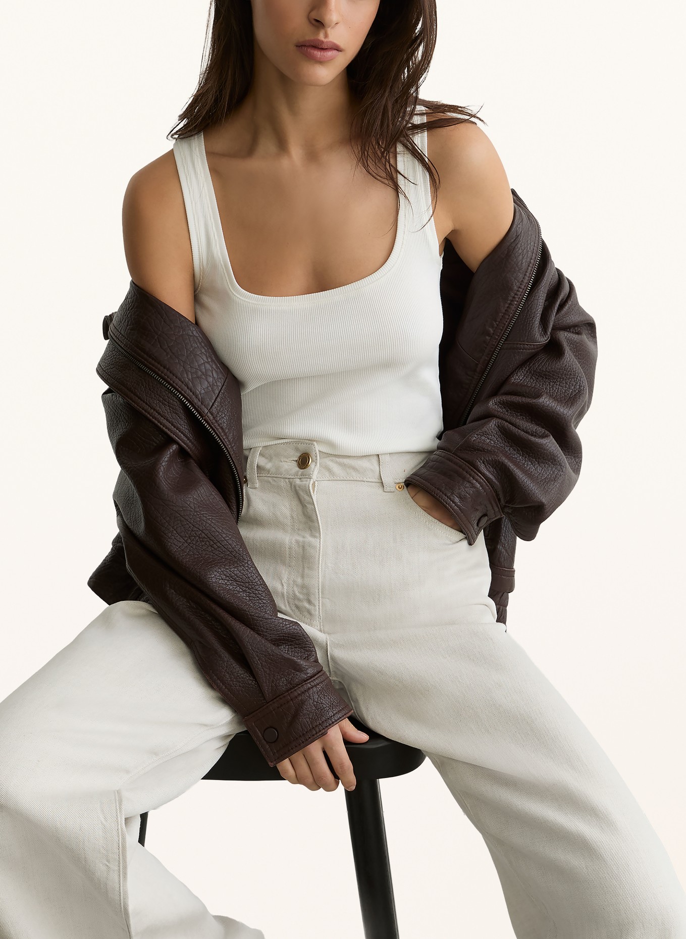 REISS Marlenehose CARMEN mit Leinen: ECRU