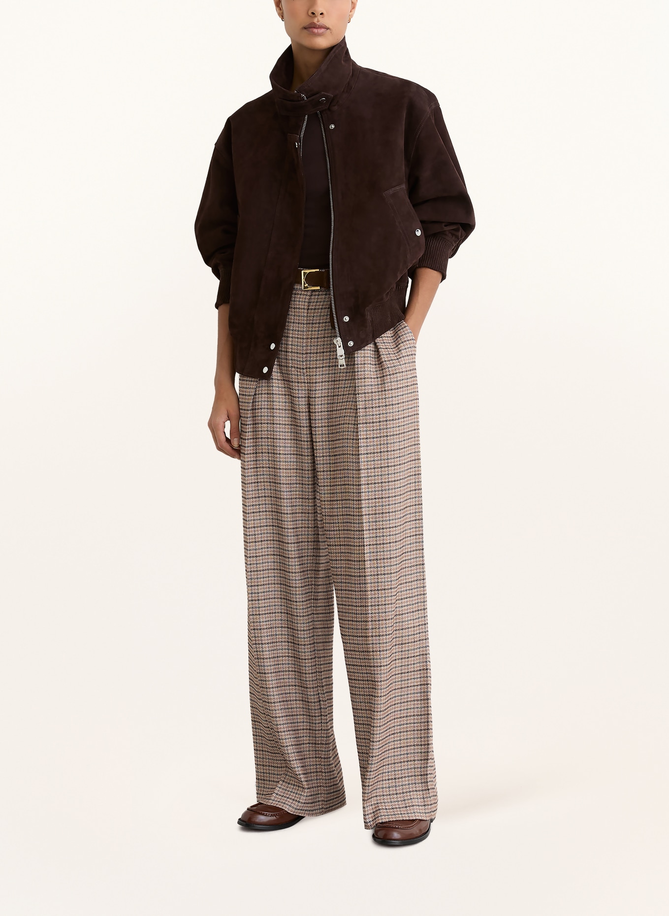 REISS Marlene-broek RIVER: TAUPE / BRUIN / DONKERBLAUW