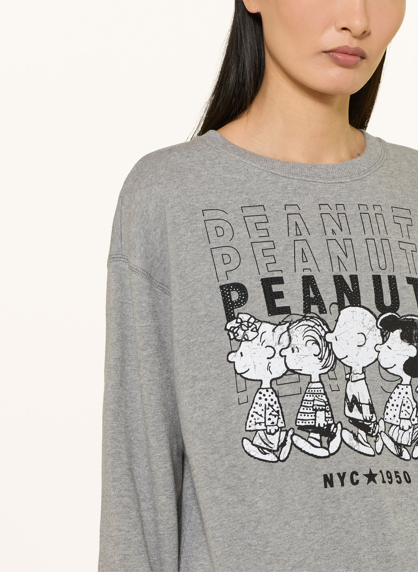 Princess GOES HOLLYWOOD Sweatshirt with rhinestones: GRAY / WHITE / BLACK
