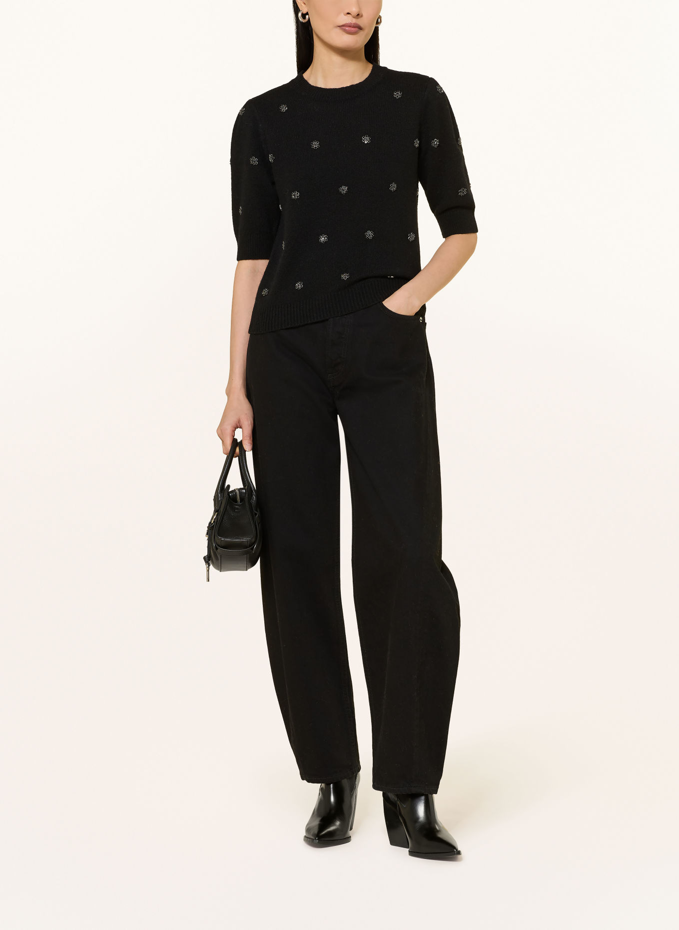 Princess GOES HOLLYWOOD Pull en maille orné de strass: NOIR
