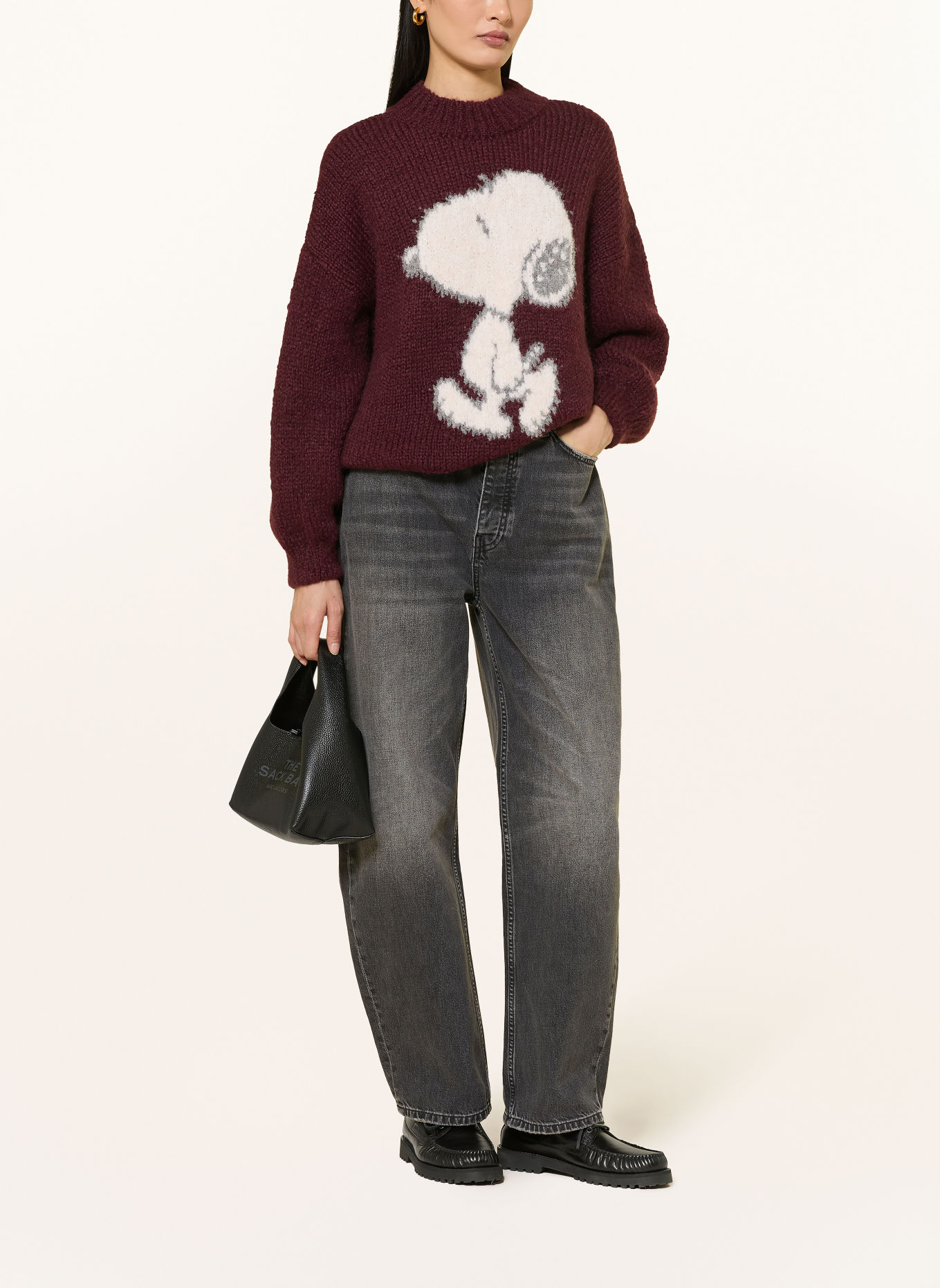 Princess GOES HOLLYWOOD Oversized-Pullover: DUNKELROT / ECRU / GRAU