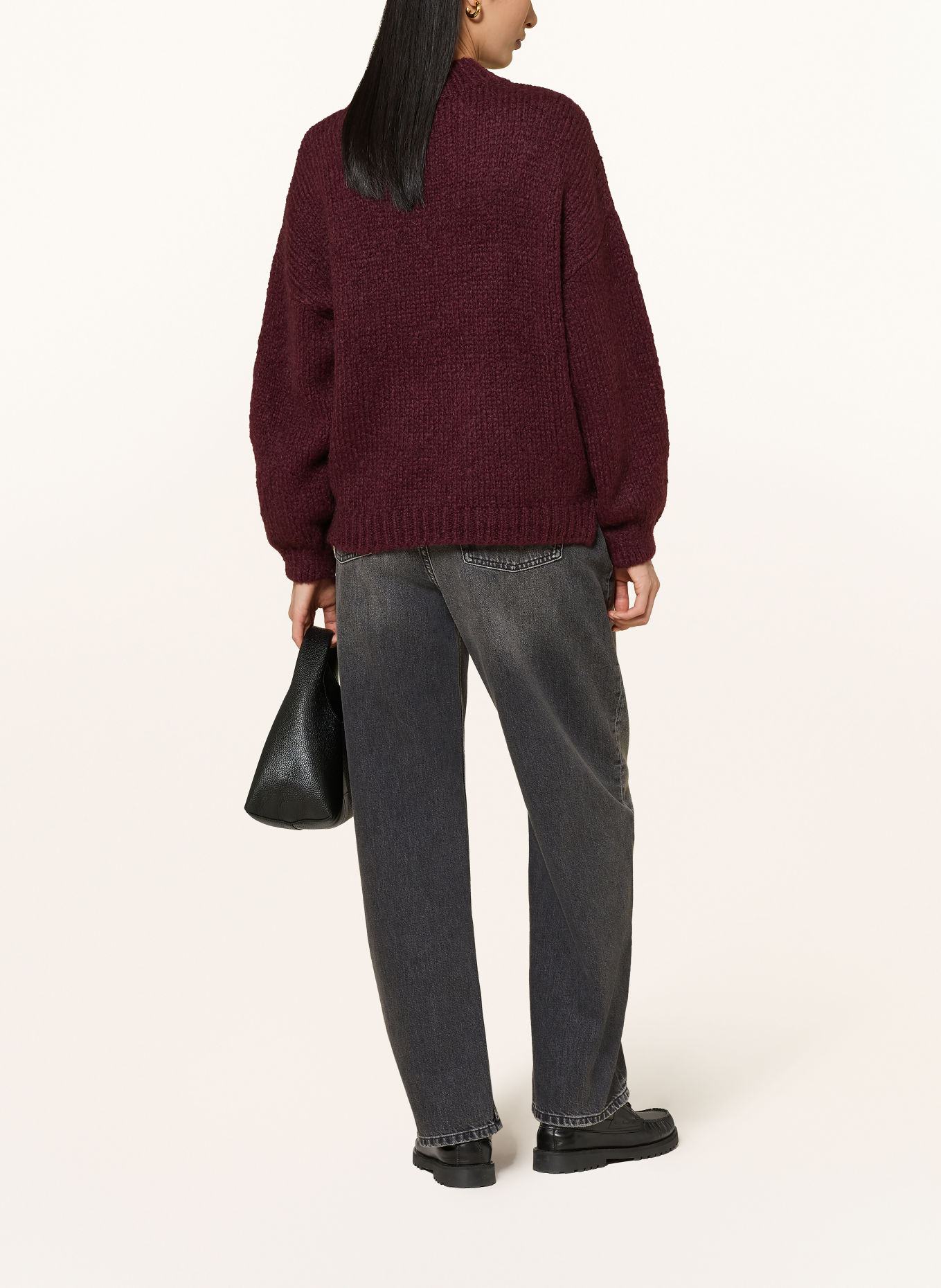 Princess GOES HOLLYWOOD Oversized-Pullover: DUNKELROT / ECRU / GRAU